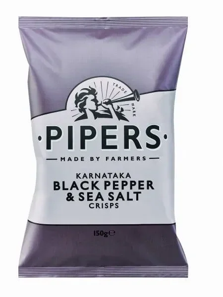 Pipers Karnataka Black Pepper & Sea Salt Crisps 150g