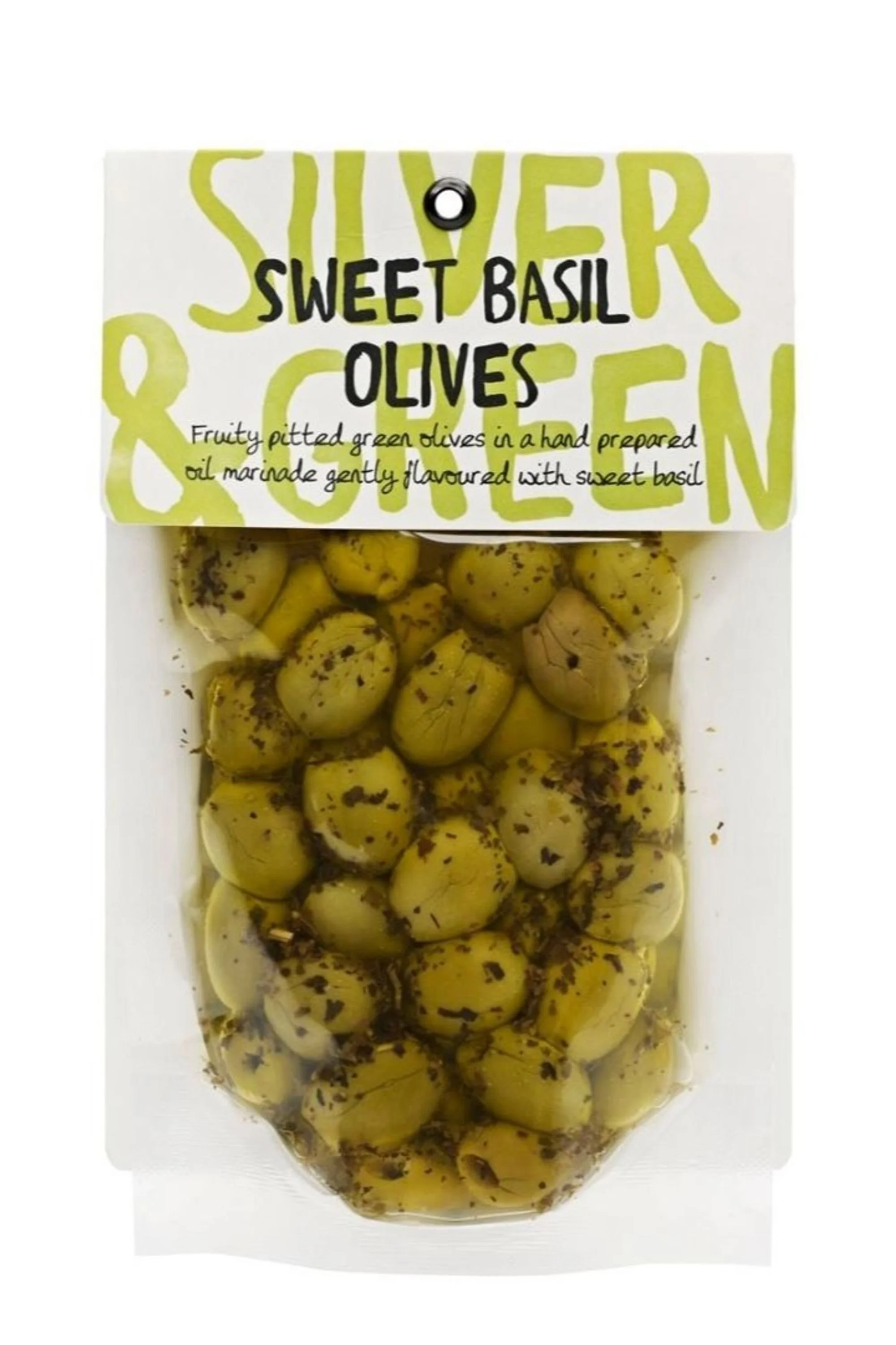 Sweet Basil Olives by Silver & Green  220g