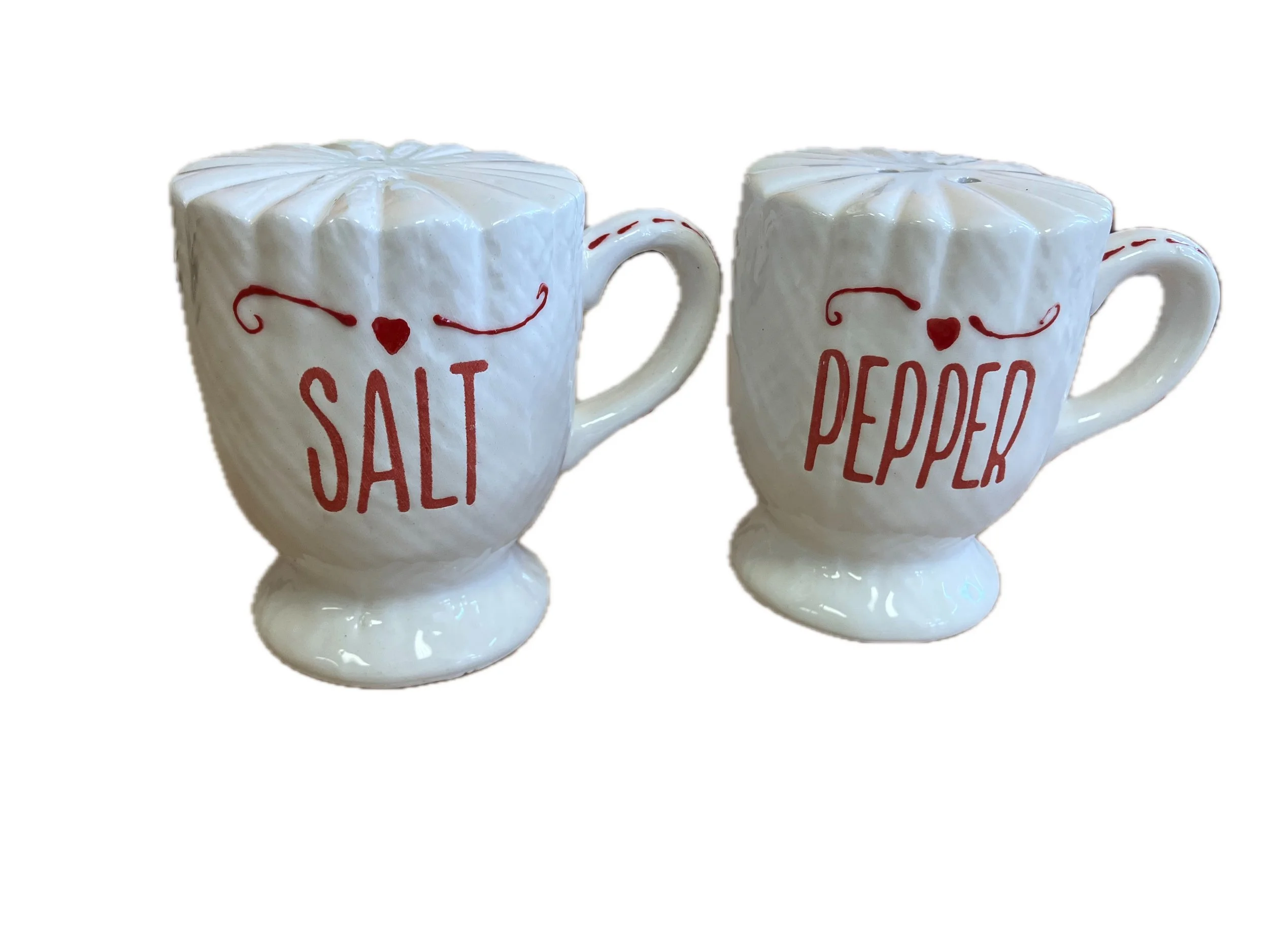 Ceramic Salt and Pepper Cup Shaker - Set of 2