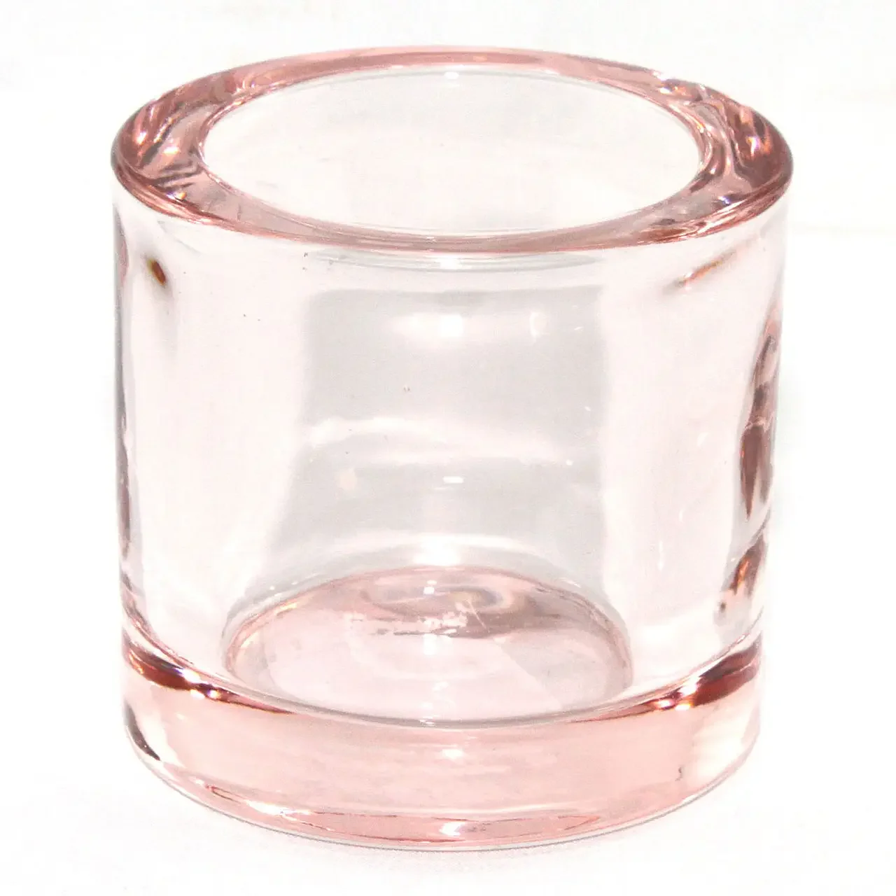 Heavy Glass Votive Holder - Peach - 2.5" x 2.5'