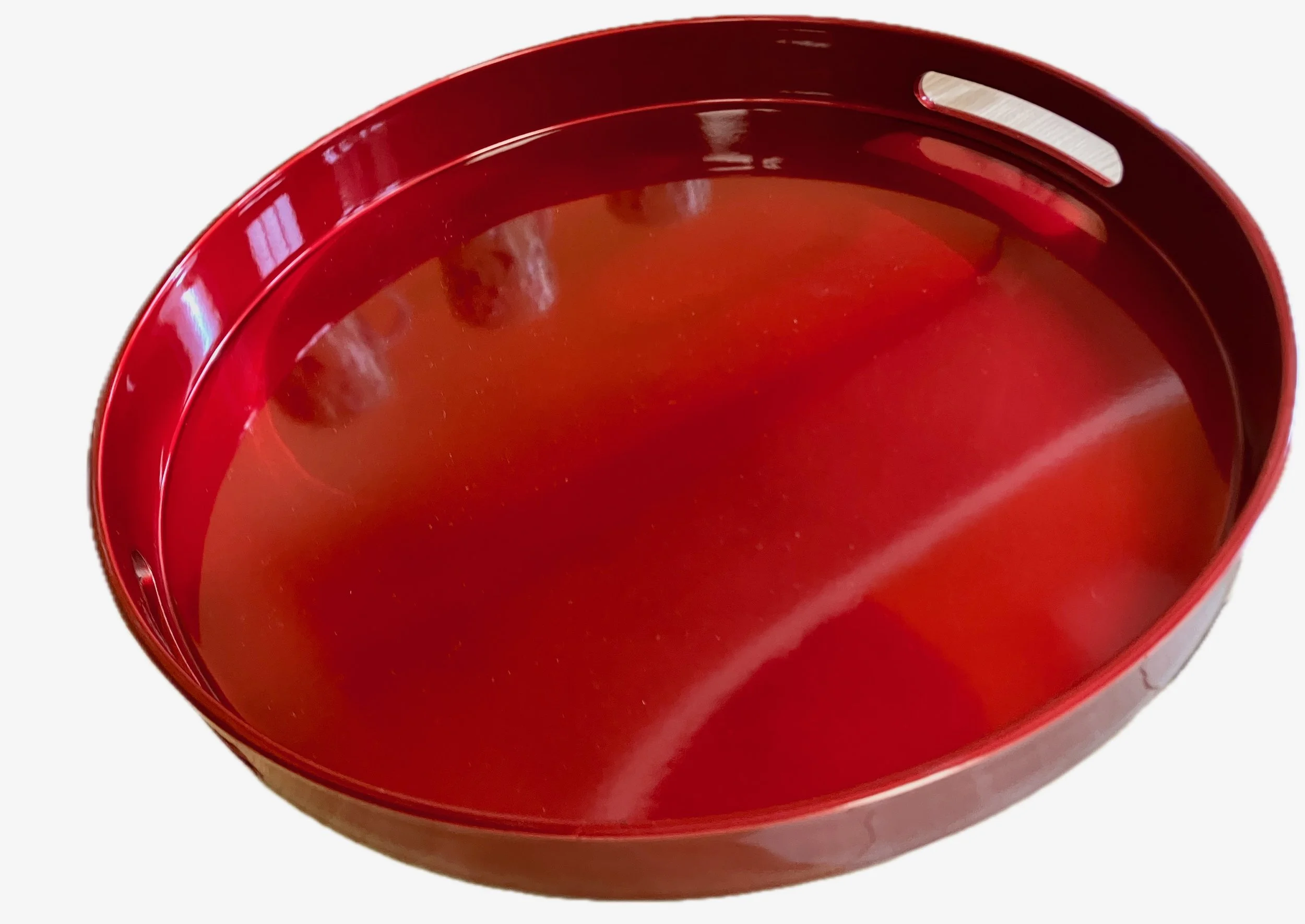 Round Serving Tray with Handles Melamine - Red