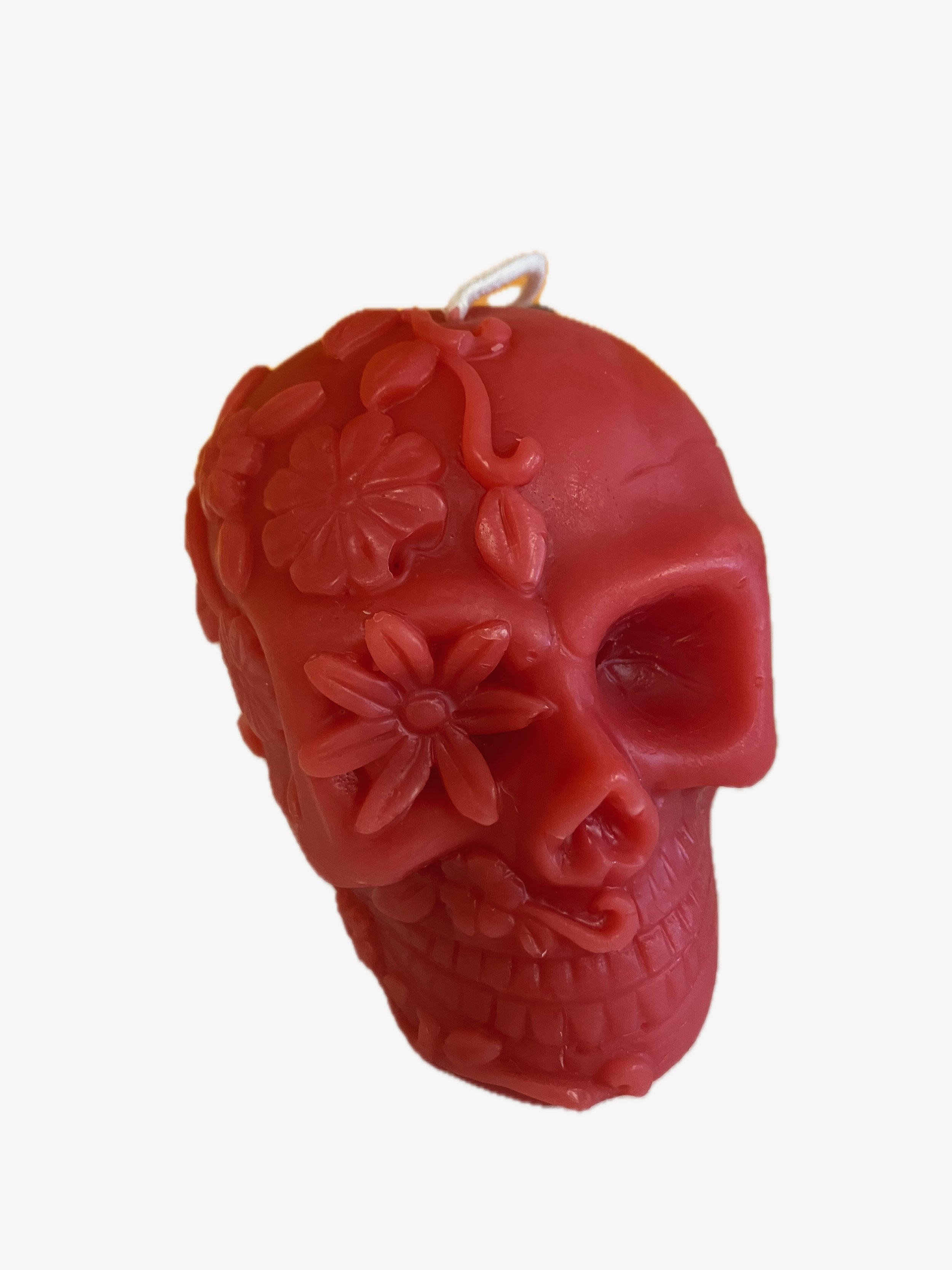 East Van Bees Skull Candle - Red