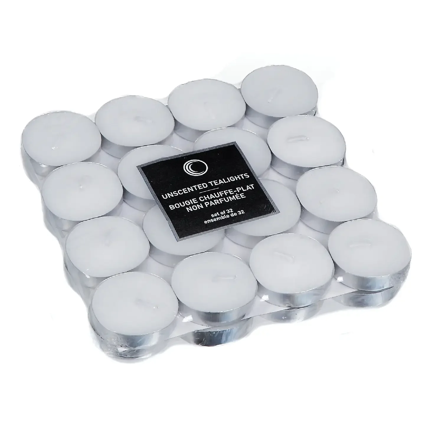 32-Pack Unscented Tealight Candles - White