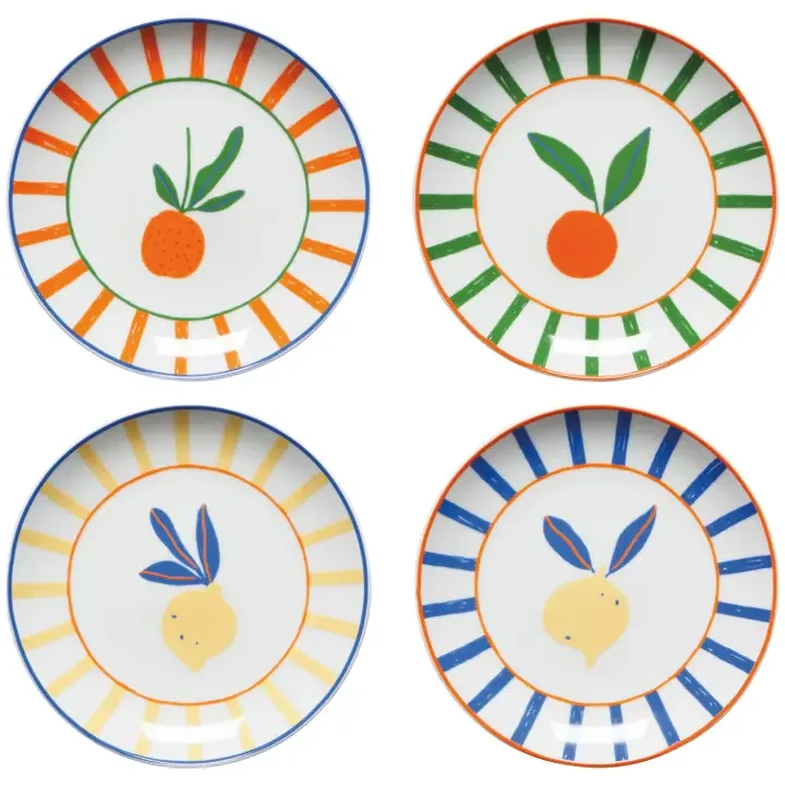 Citrus Burst Appetizer Plates - Set of 4 Assorted