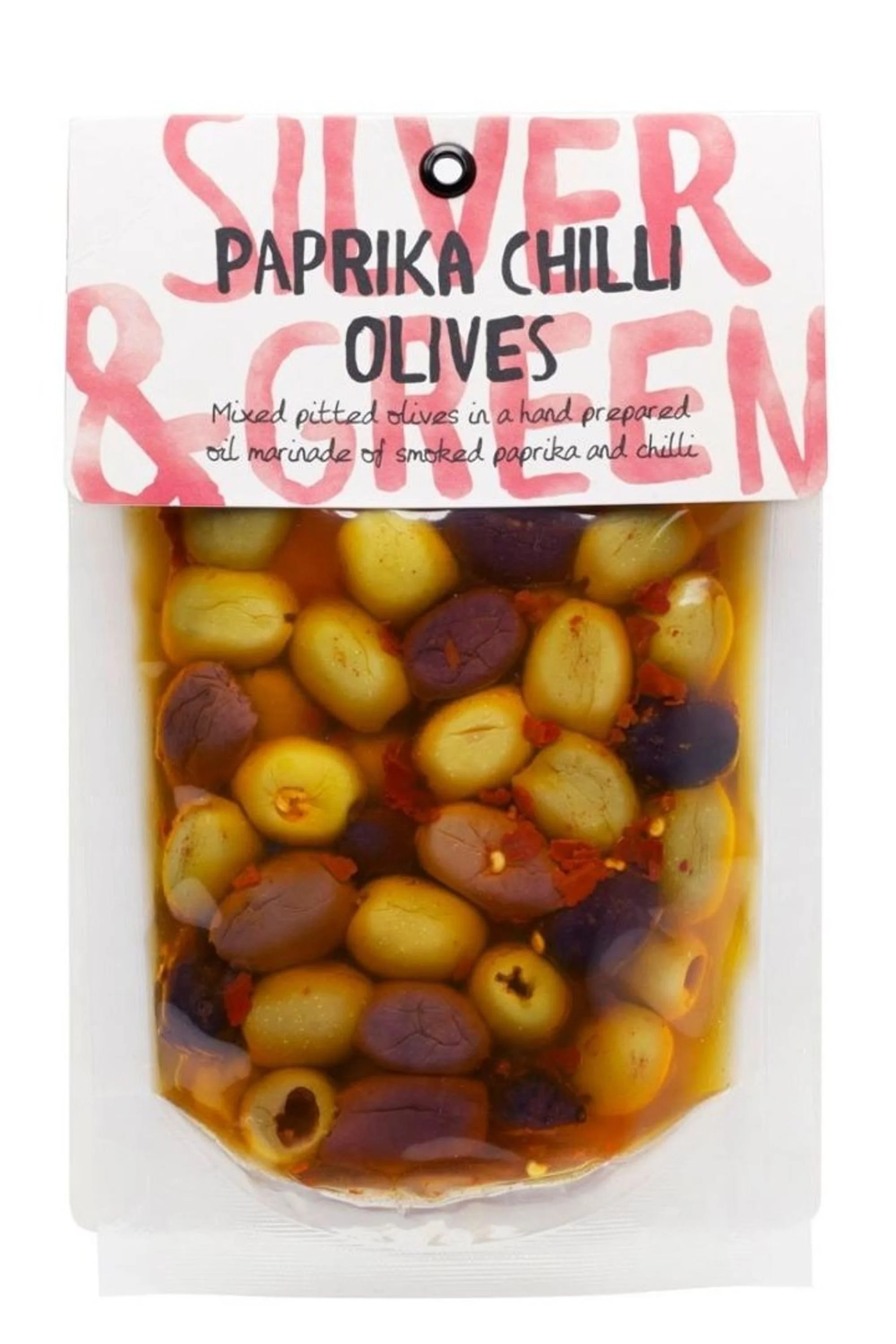 Silver & Green Paprika Chili Olives  220g