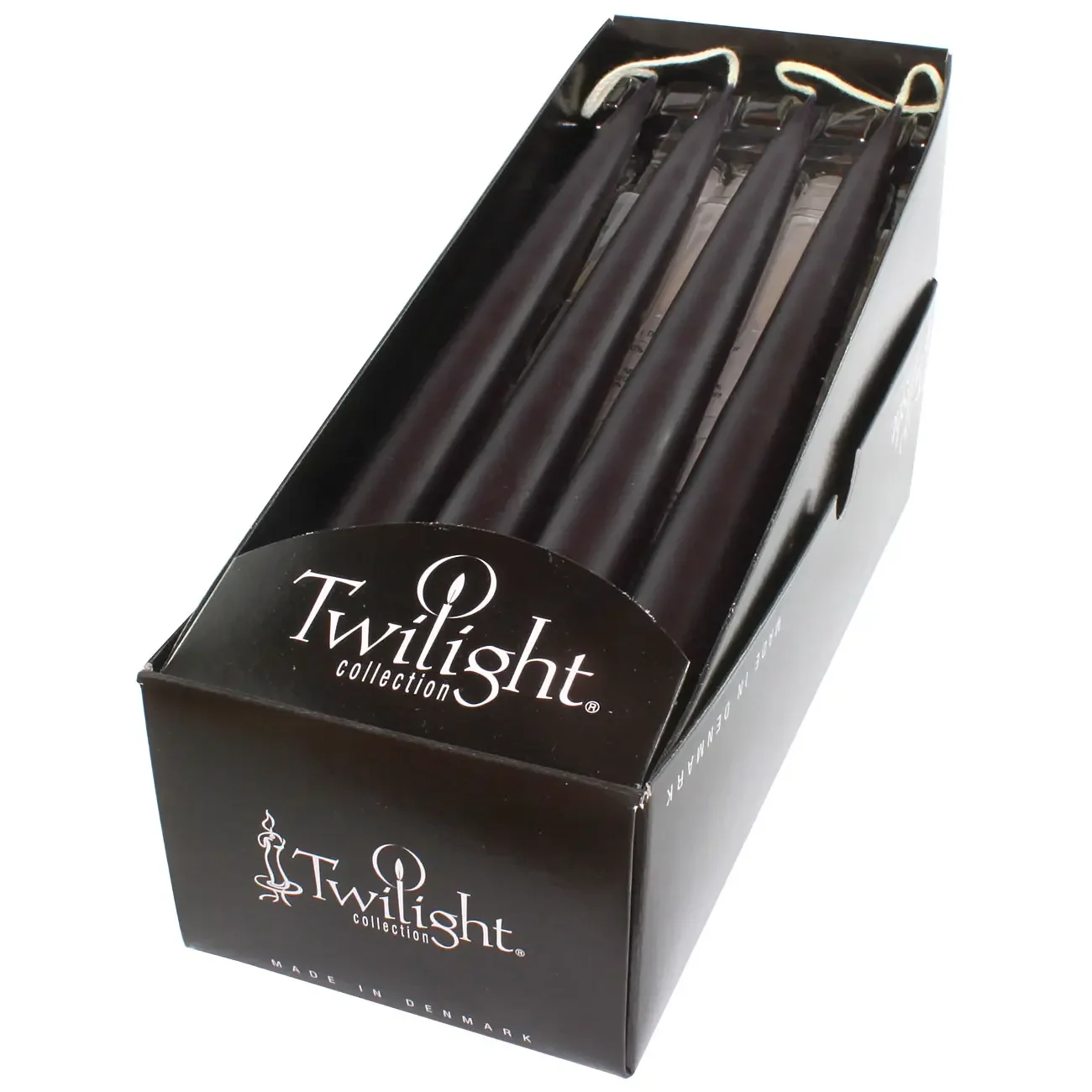 Elegant Black Danish Taper Candle 12" - Pair