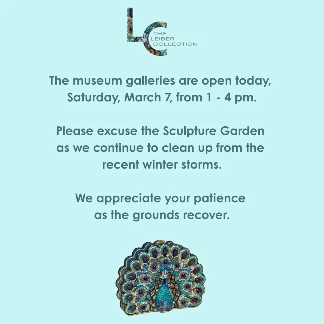 The Leiber Collection is open on Saturdays, Sundays, and Wednesdays from 1 - 4 pm, and for exclusive behind-the-scenes private tours by appointment. Please check out our new website at www.leibercollection.org. Thank you @jenvadesign #judithleiber #g