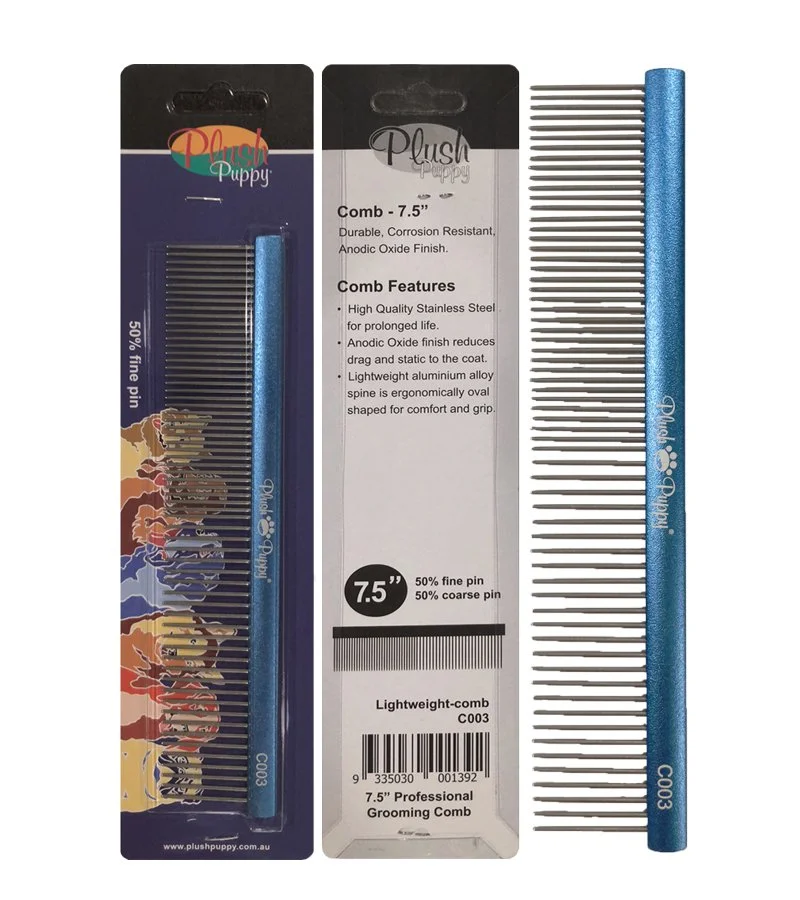 7.5" Stainless Steel Comb 50% coarse, 50% fine pins
