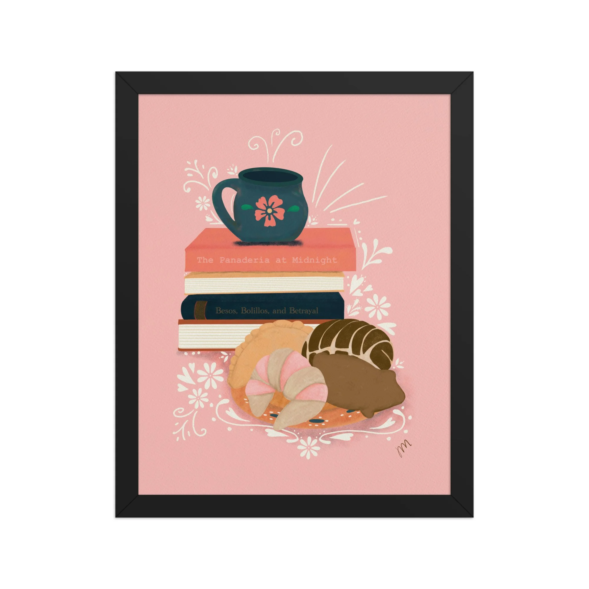 Pan, Books, and Cafe Framed Print