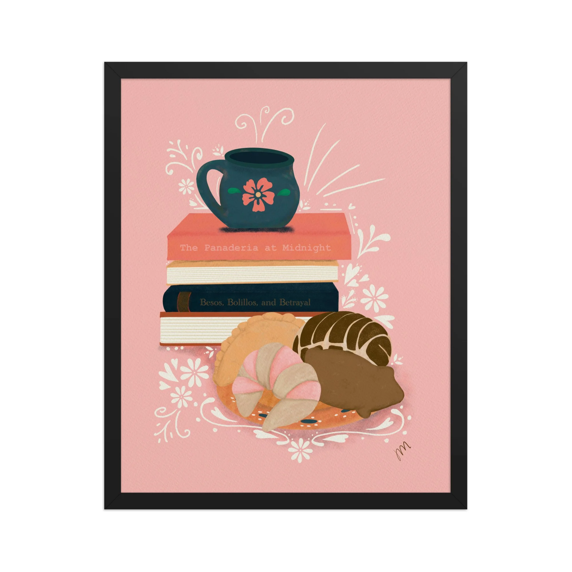 Pan, Books, and Cafe Framed Print