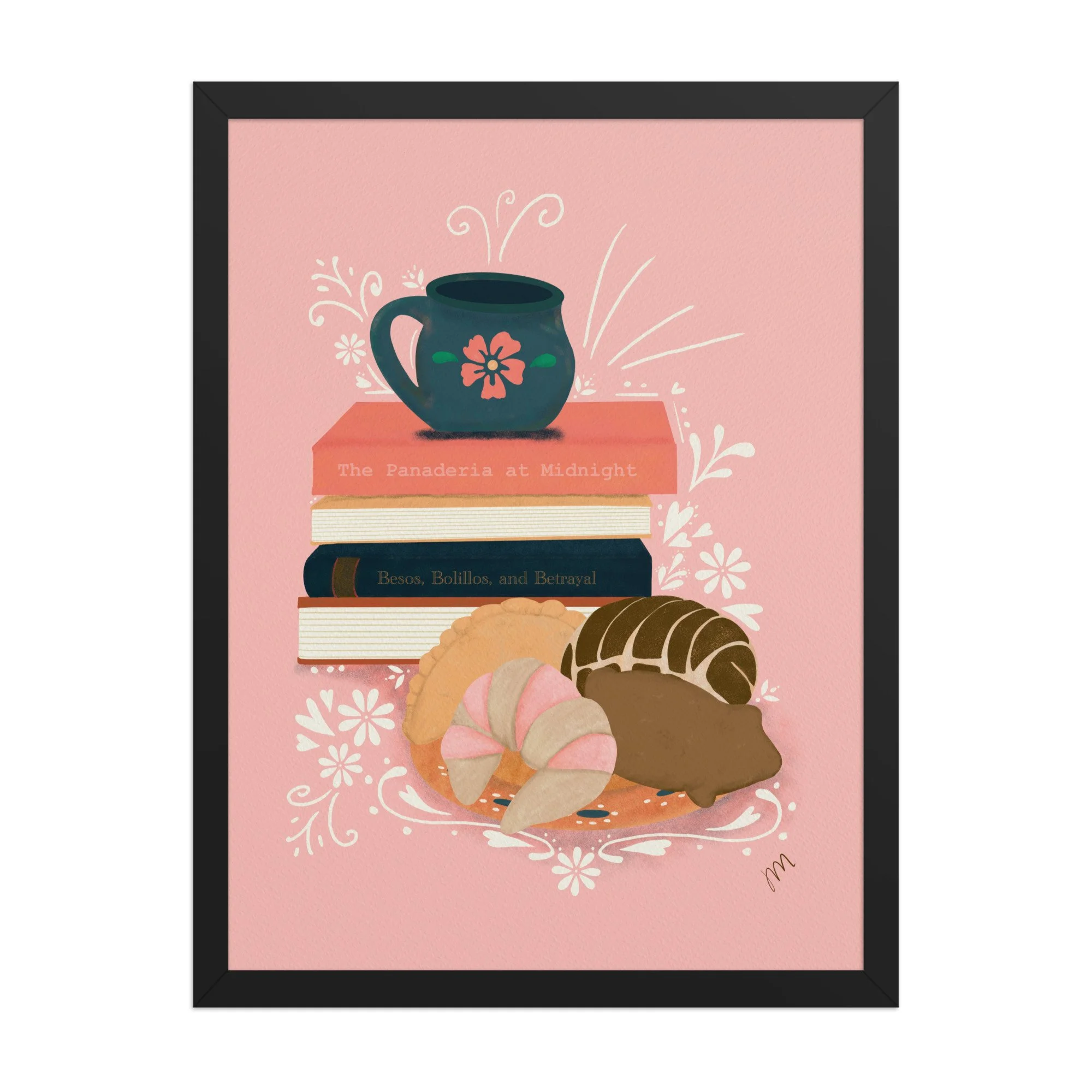 Pan, Books, and Cafe Framed Print