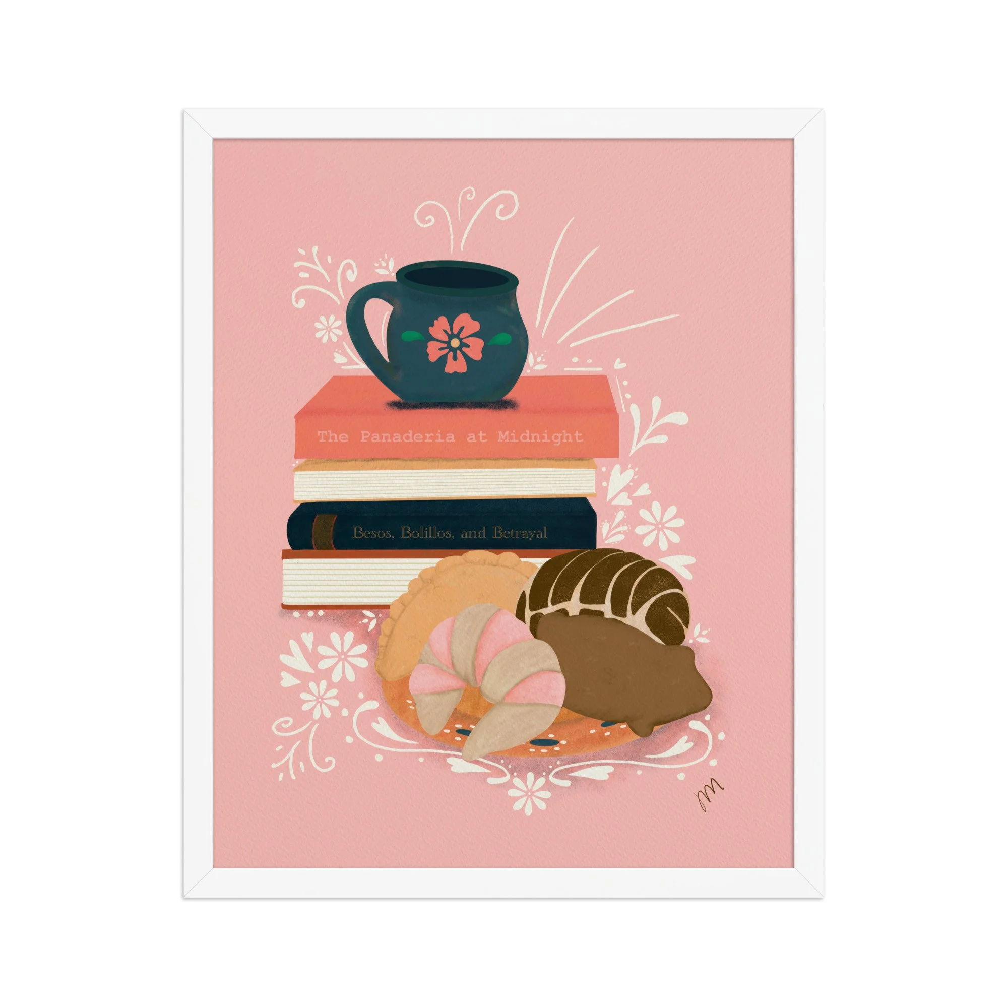 Pan, Books, and Cafe Framed Print