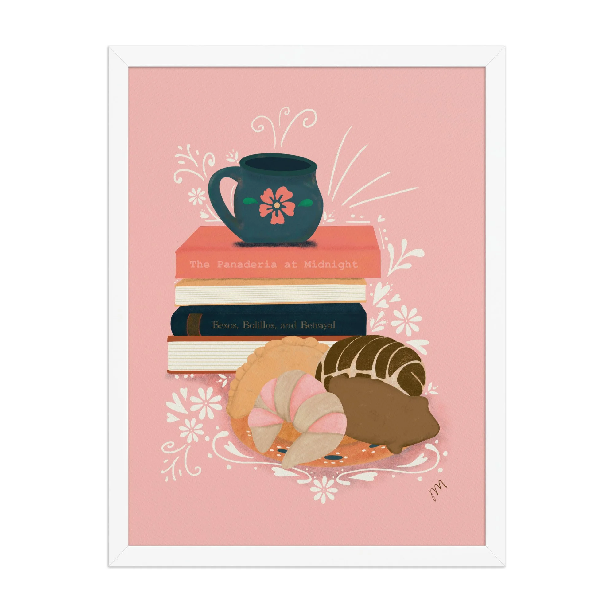 Pan, Books, and Cafe Framed Print