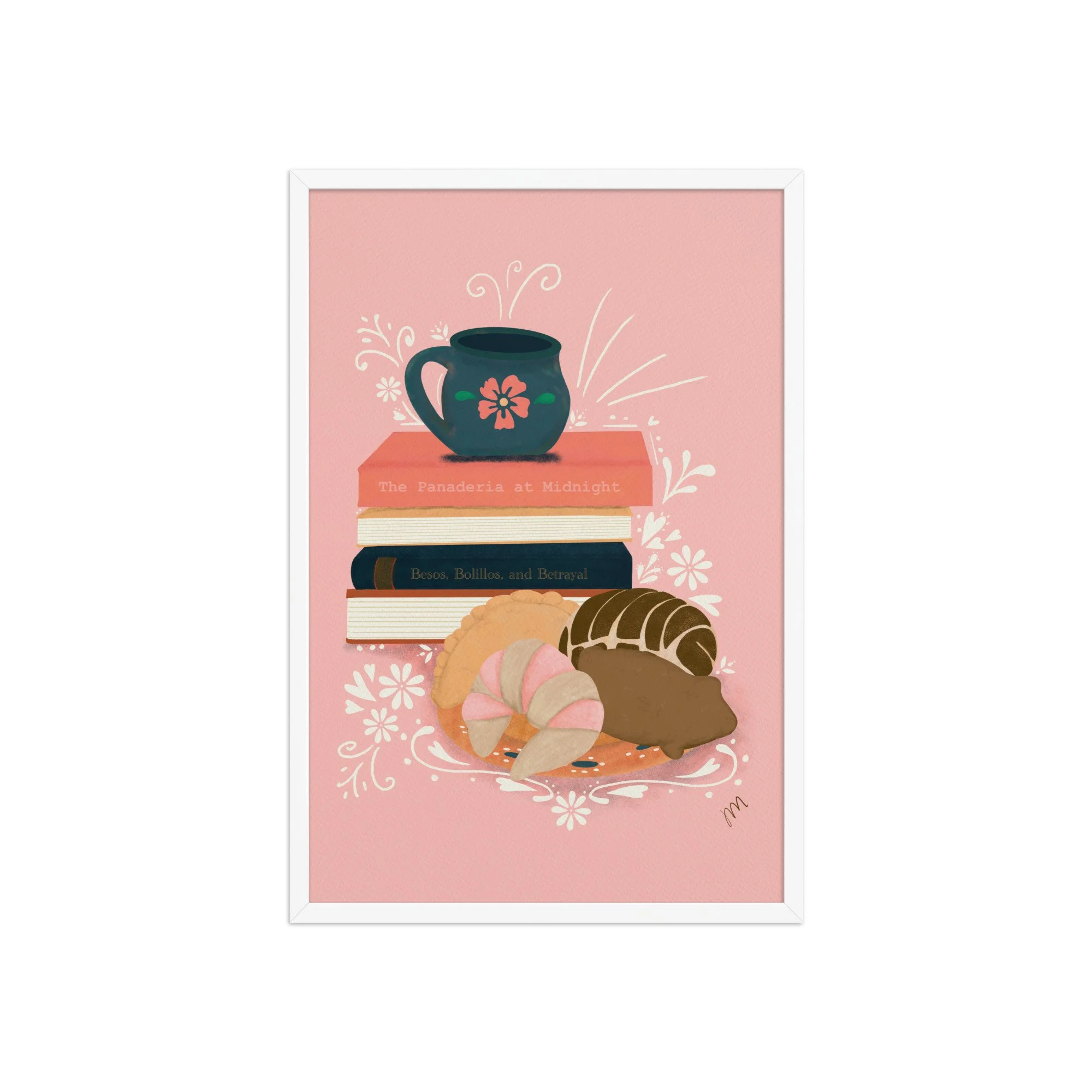 Pan, Books, and Cafe Framed Print
