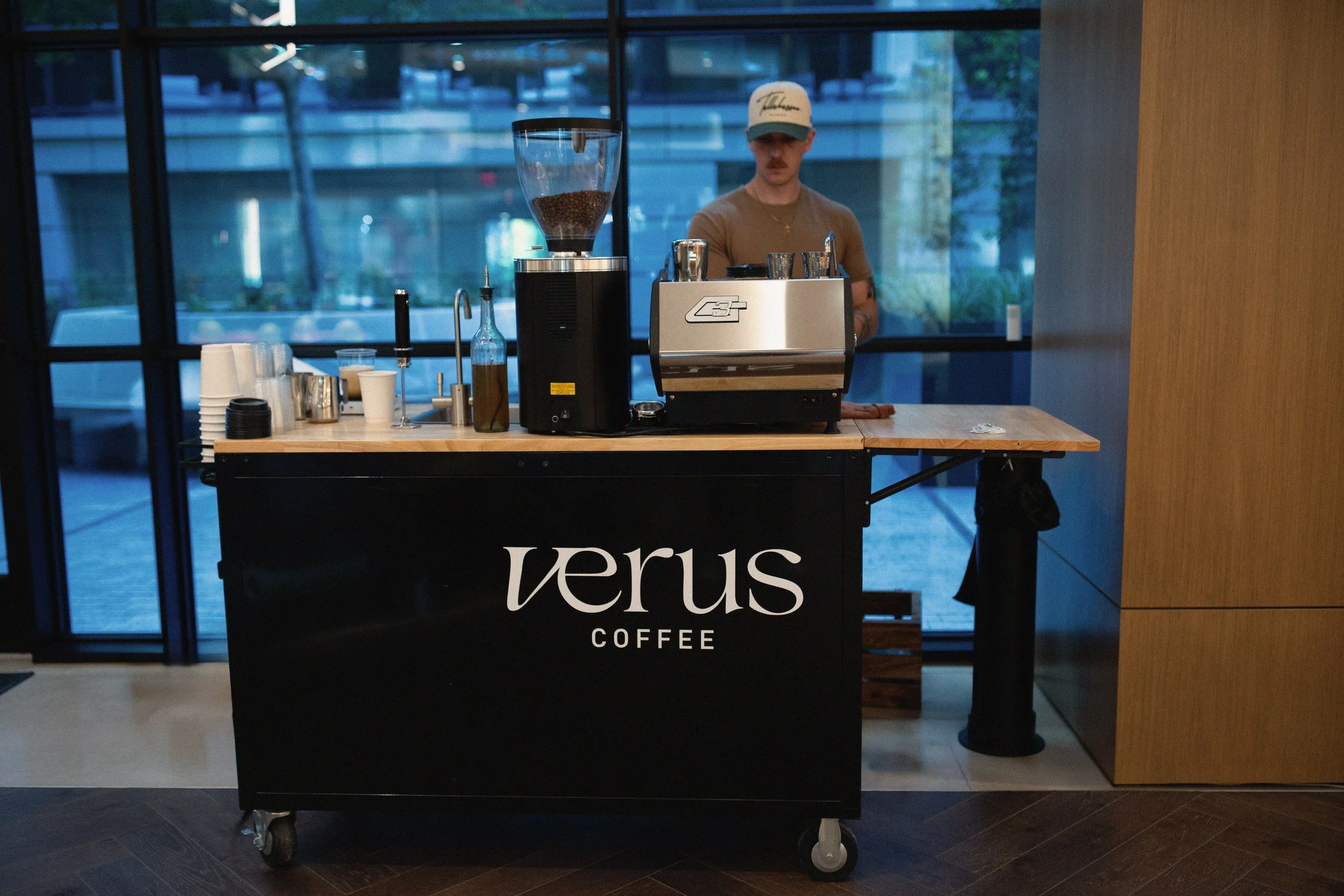 Verus Coffee mobile coffee cart and team in Dallas, TX