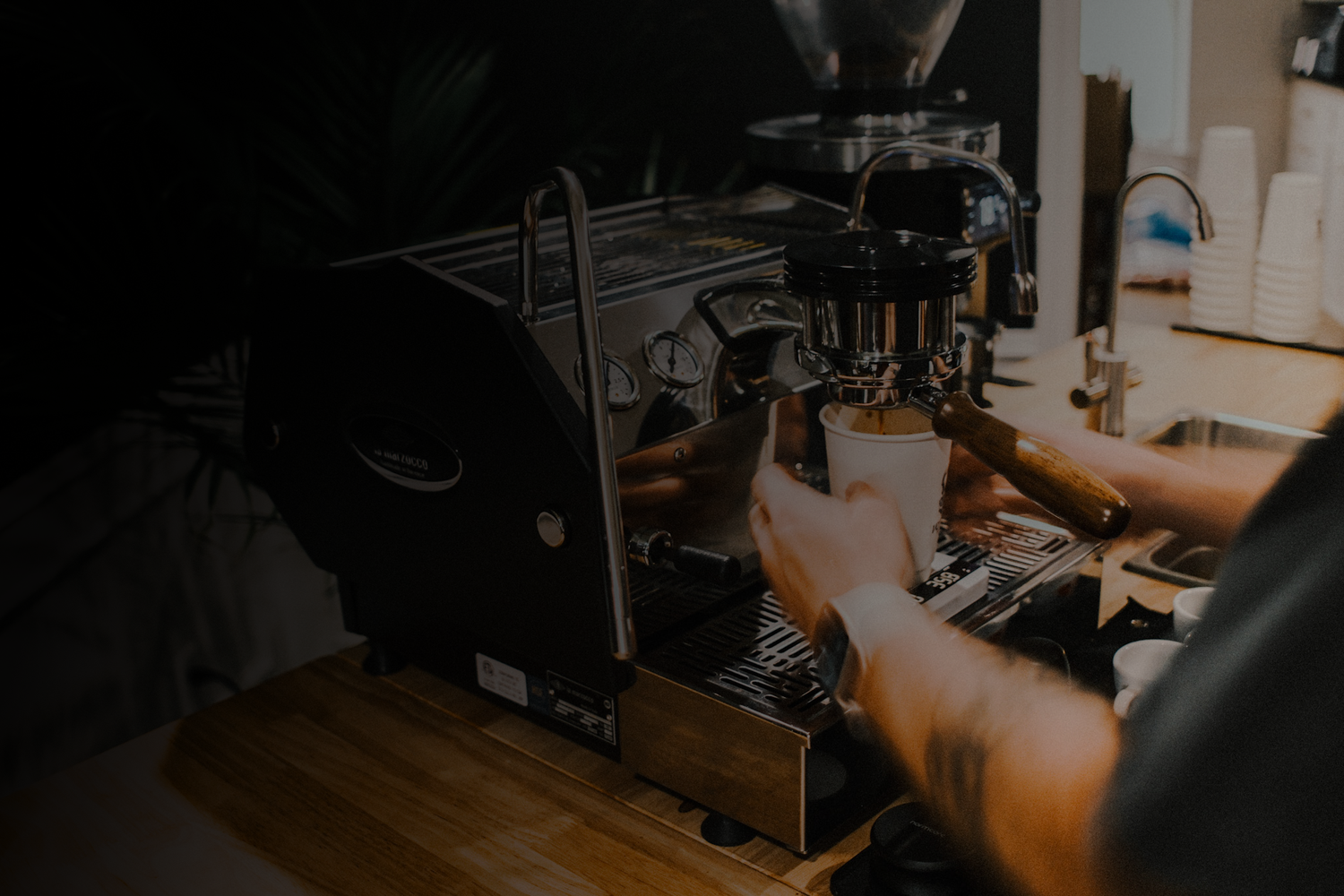 Espresso being prepared at the Verus Coffee cart