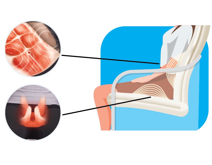 Magnetic frequency stimulating muscles in Tesla Chair image.