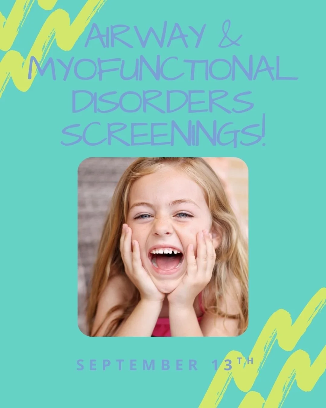 ✨ Airway &amp; Myofunctional Screening Event ✨

Is your child snoring, grinding their teeth, or struggling with restless sleep? Do you notice mouth breathing, picky eating, or speech challenges? These may be early signs of sleep-disordered breathing 