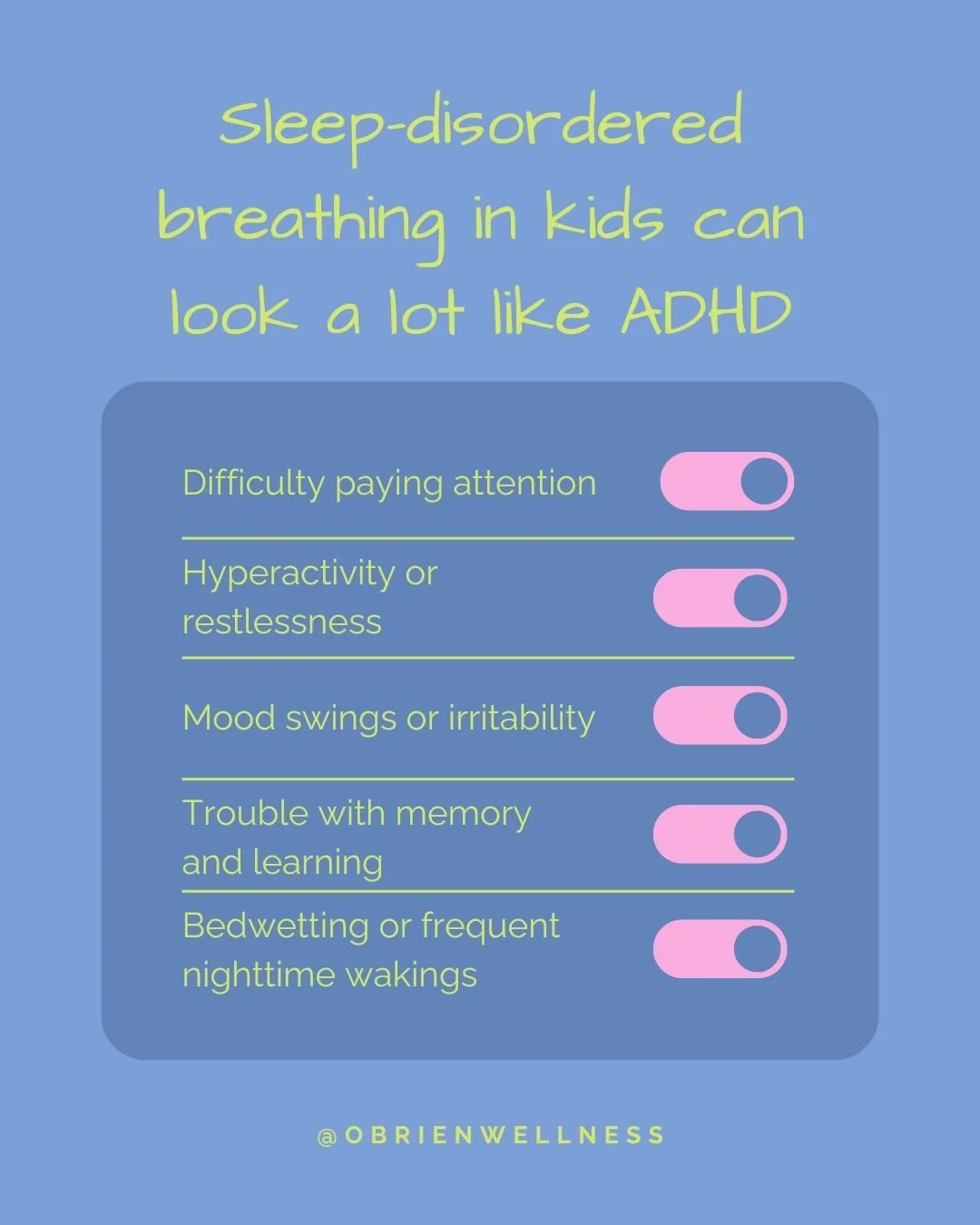 🌙😴 Did you know that sleep-disordered breathing in kids can look a lot like ADHD?

Both can show up with similar signs, such as:
➡️ Difficulty paying attention
➡️ Hyperactivity or restlessness
➡️ Mood swings or irritability
➡️ Trouble with memory a