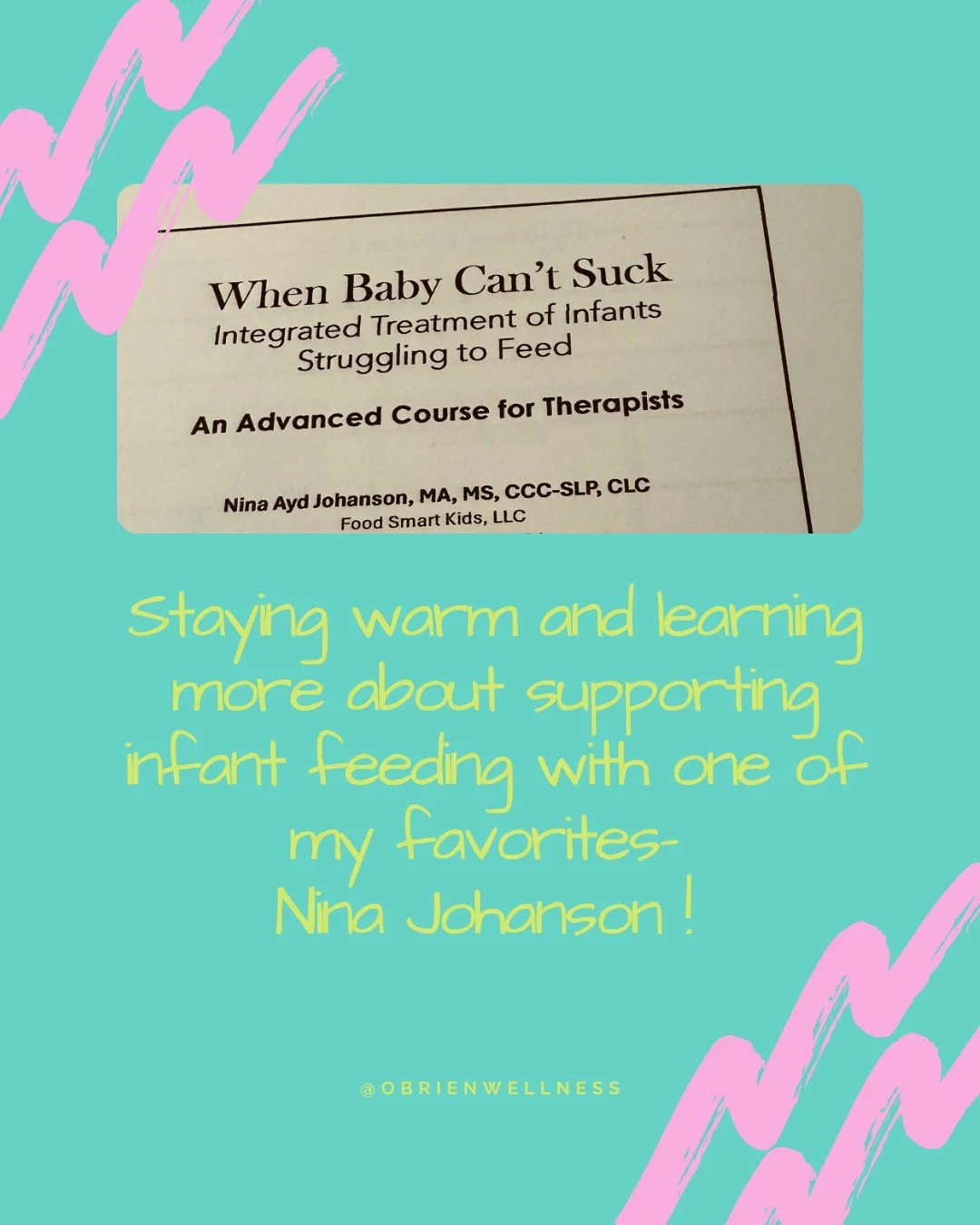 Always learning! This training has been amazing with @Foodsmartkidsllc. Nina has an amazing energy and way of providing evidence-based research along with clinical experience to help support feeding in infants and pediatrics.