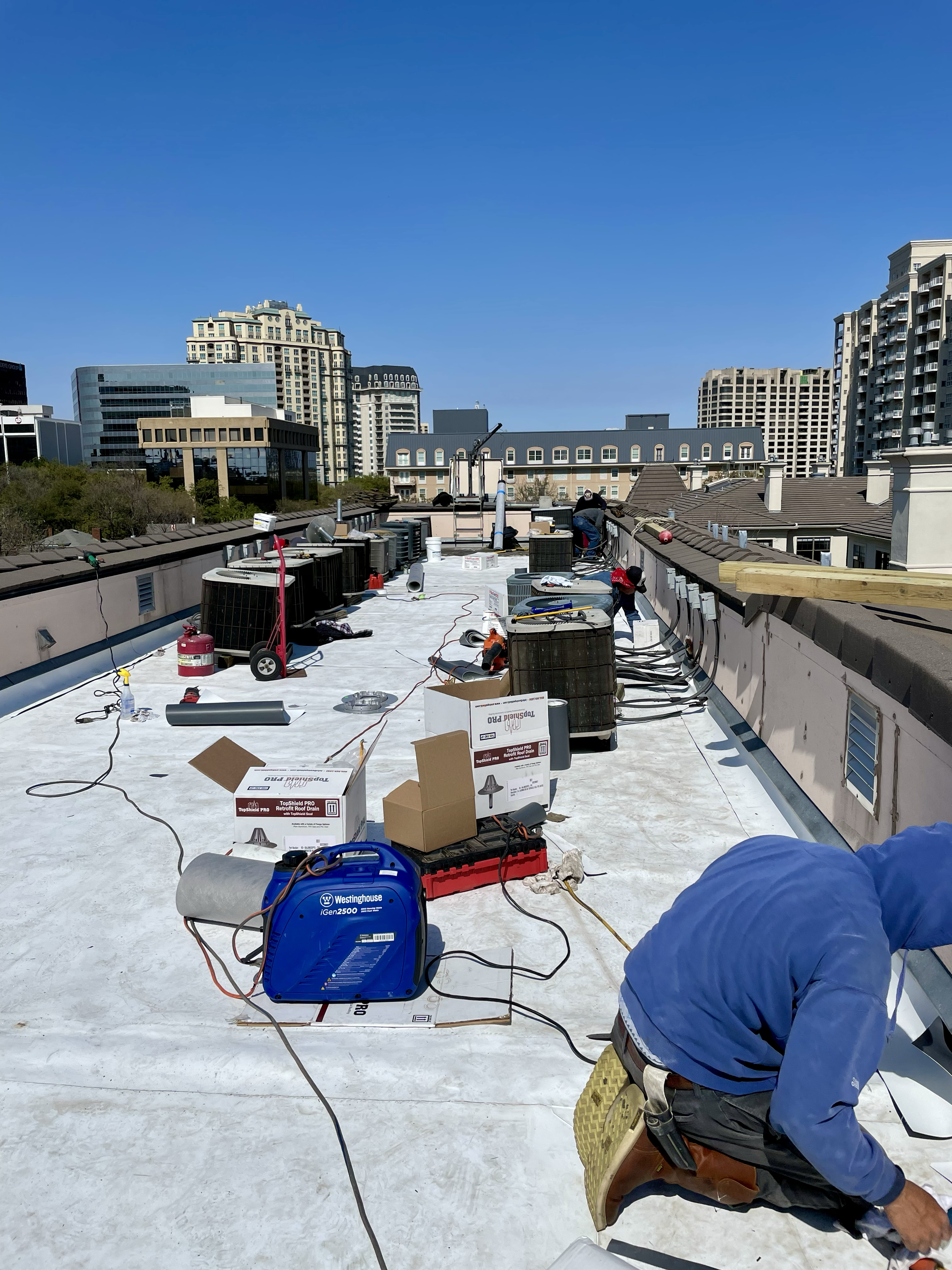 TPO roof replacement in Dallas