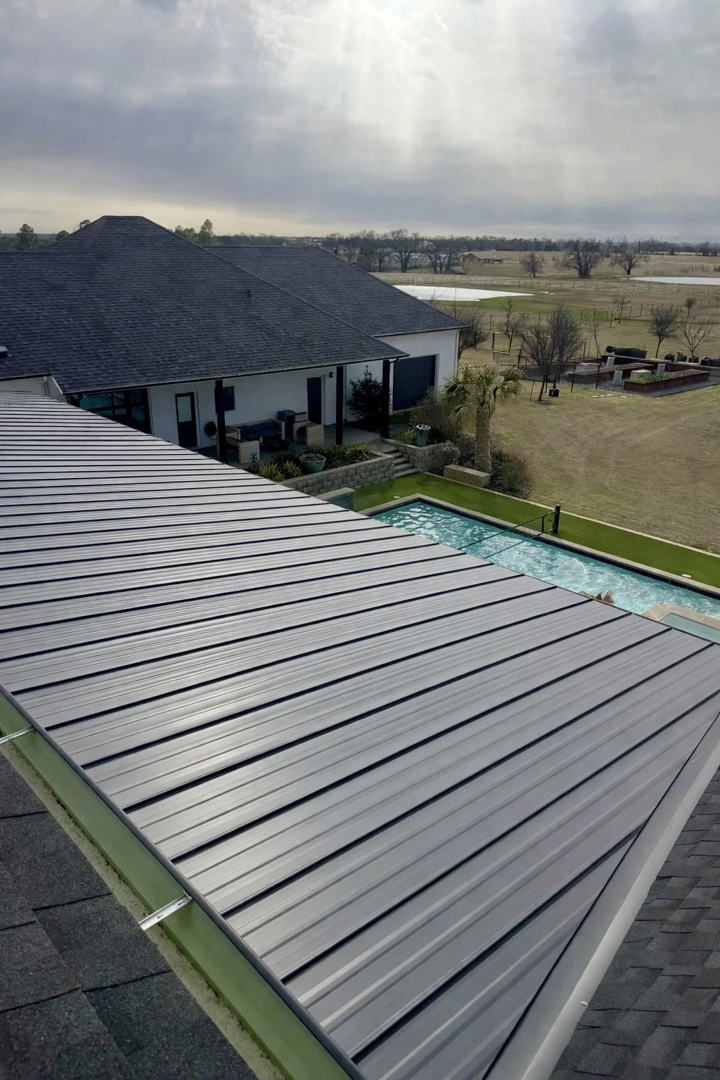 Standing seam roof system on home in Denton