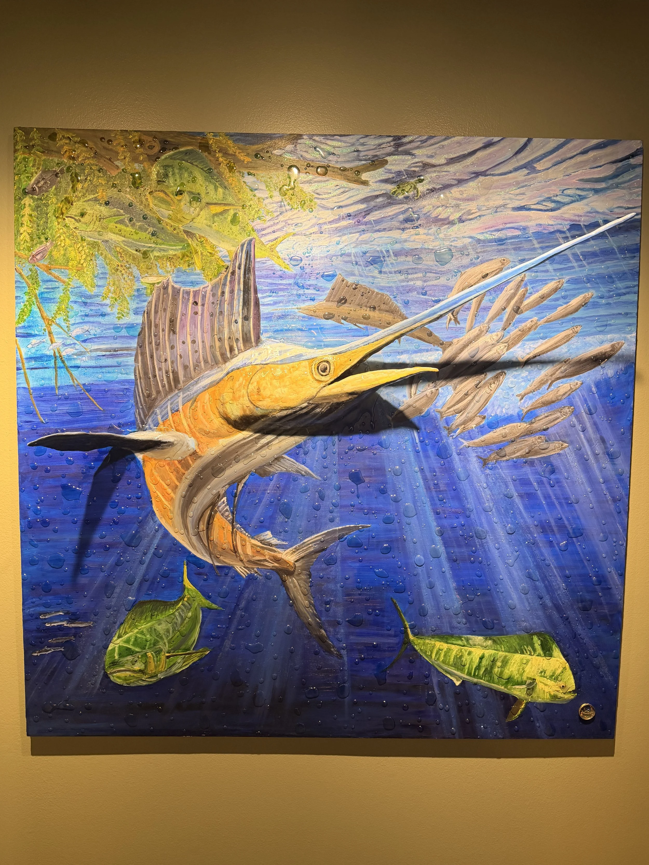 Ocean Blade
“Inspired by the ballet of predator and prey beneath sunlit waters, this piece captures nature’s urgency, grace, and harmony in motion.”