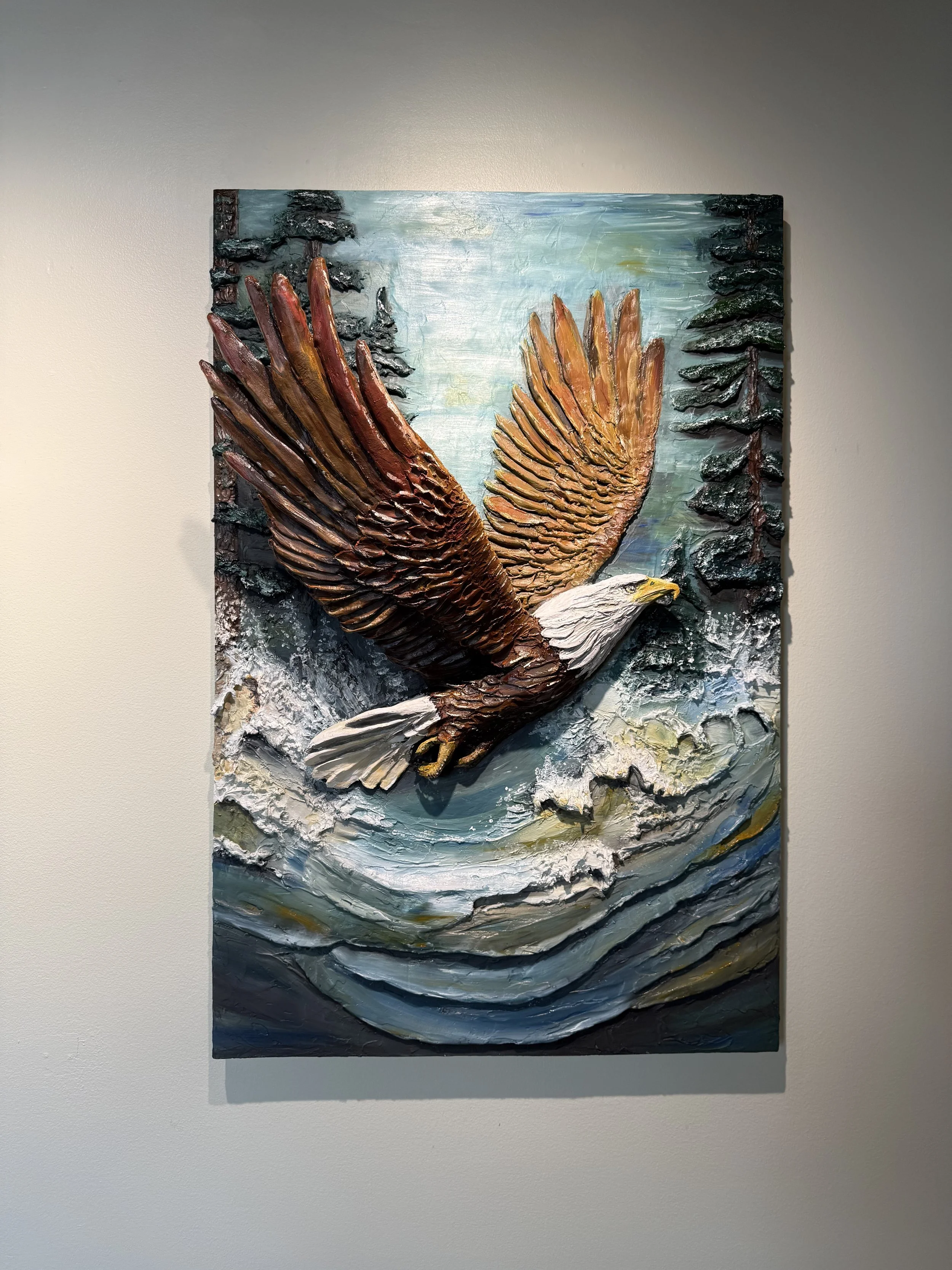 Spirit of The Sky “Celebrating the eagle as a timeless emblem of courage, strength, and leadership, this work reflects the spirit’s ability to rise above challenges and soar with clarity and vision.”