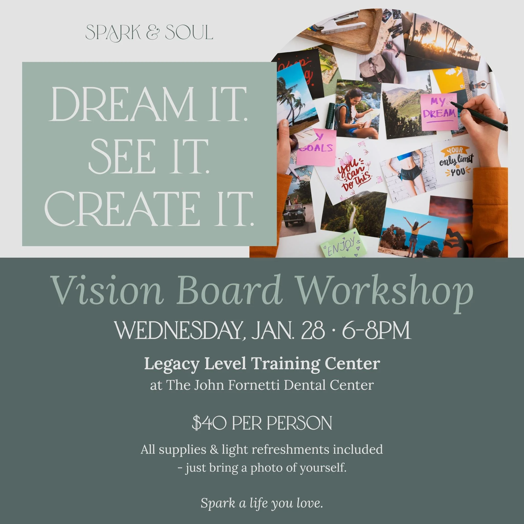 If you&rsquo;re craving a fresh start, some clarity, or a little spark again &mdash; this night is for you.

Join me for a vision board workshop workshop for clarity, inspiration and new beginnings. We&rsquo;ll explore how your energy, thoughts, and 