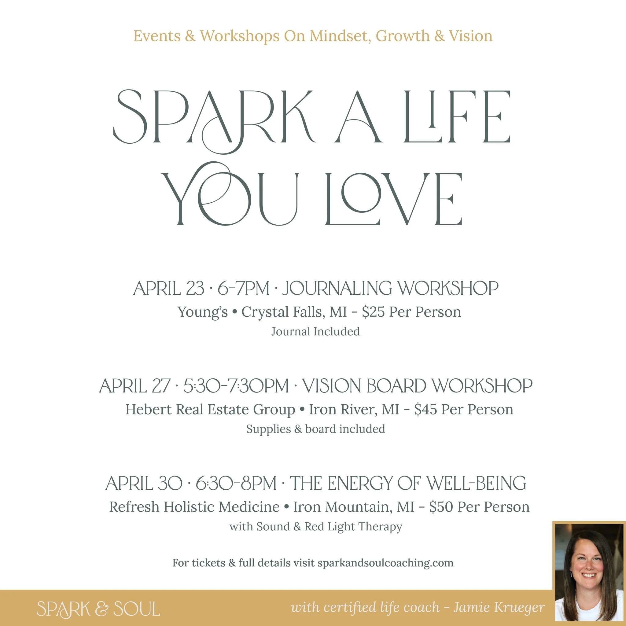 April is full of opportunities to reset, refocus and pour back into you.

Limited spots available&mdash;save yours now

Tickets:https://www.sparkandsoulcoaching.com/events

@youngsironcounty 
@kwhebert 
@refreshholisticmedicine 
@vibesoundtherapy