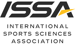 Logo of the International Sports Sciences Association featuring the abbreviation ISSA and a stylized arrow.