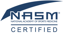 NASM Certified logo with blue and white colors