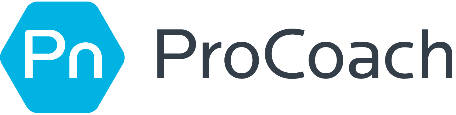 ProCoach logo with a blue hexagon containing the letters 'Pn' in white, followed by the word 'ProCoach' in black text.