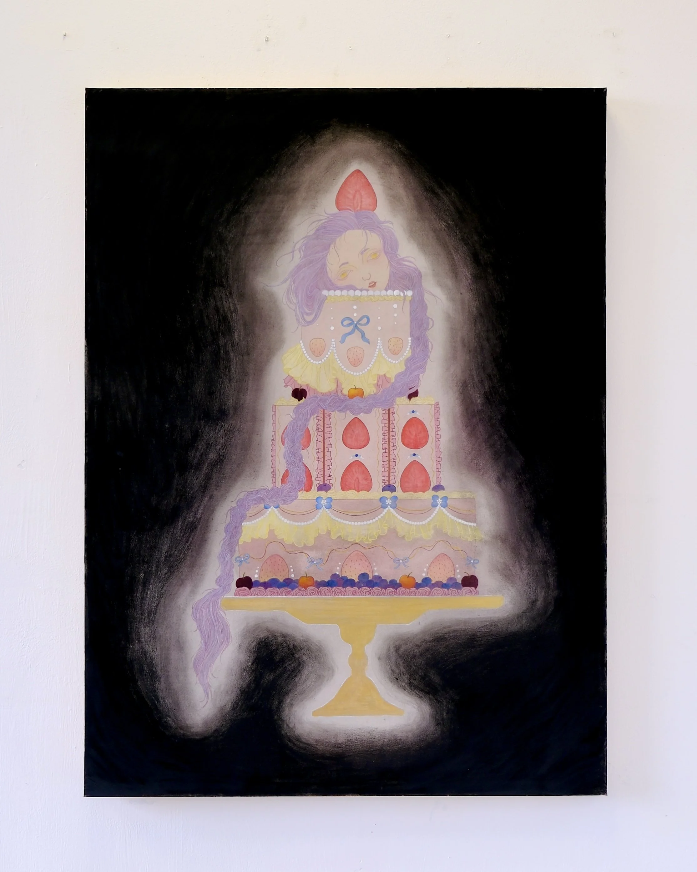 Afternoon Tea - The Sweet Offering,
2025,
62 x 78 cm,
Chinese painting pigments, watercolour, pastel and ink on silk