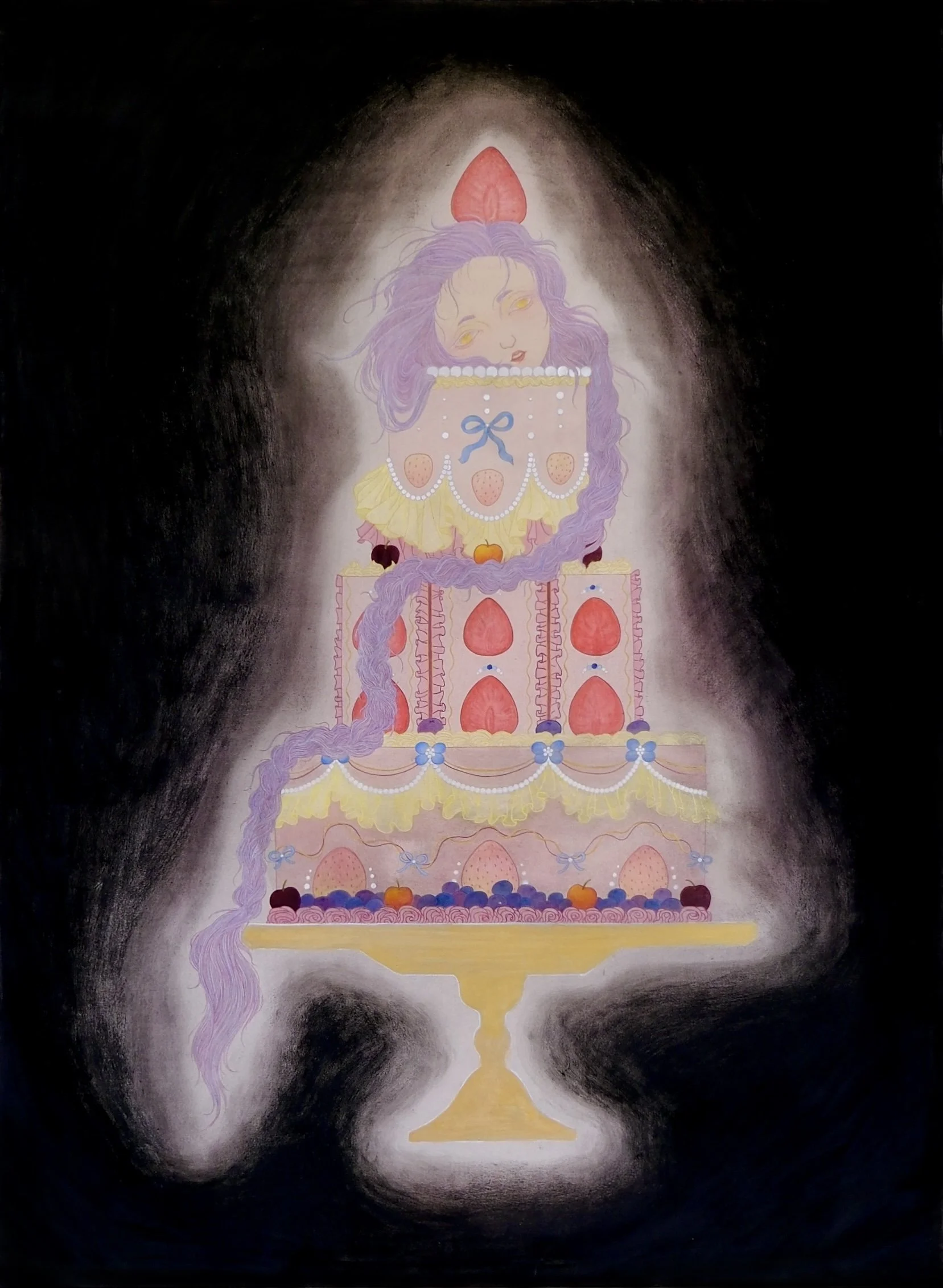 Afternoon Tea - The Sweet Offering,
2025,
62 x 84 cm,
Chinese painting pigments, watercolour, pastel and ink on silk