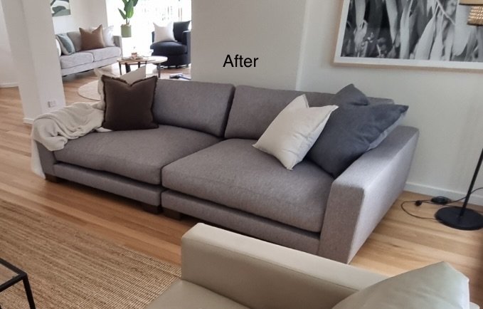 Image of couch after restoration/recovery.
