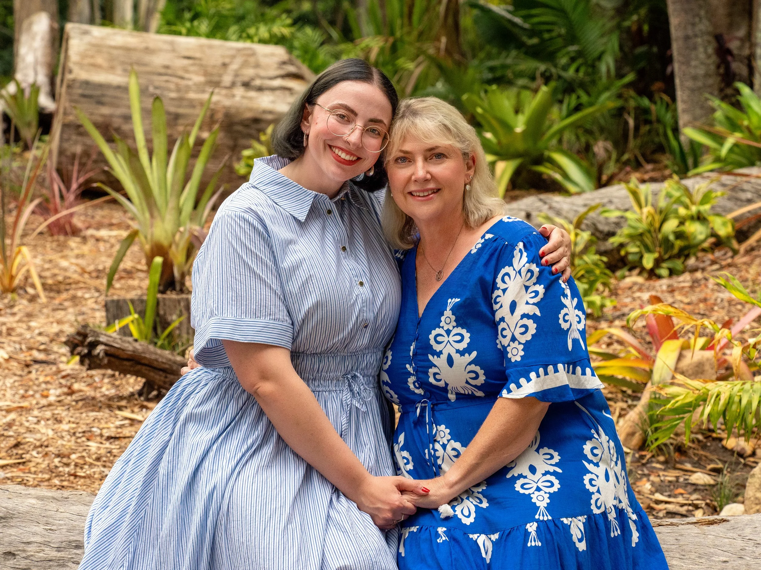Mother and daughter hugging in Ipswich gardens family photo session