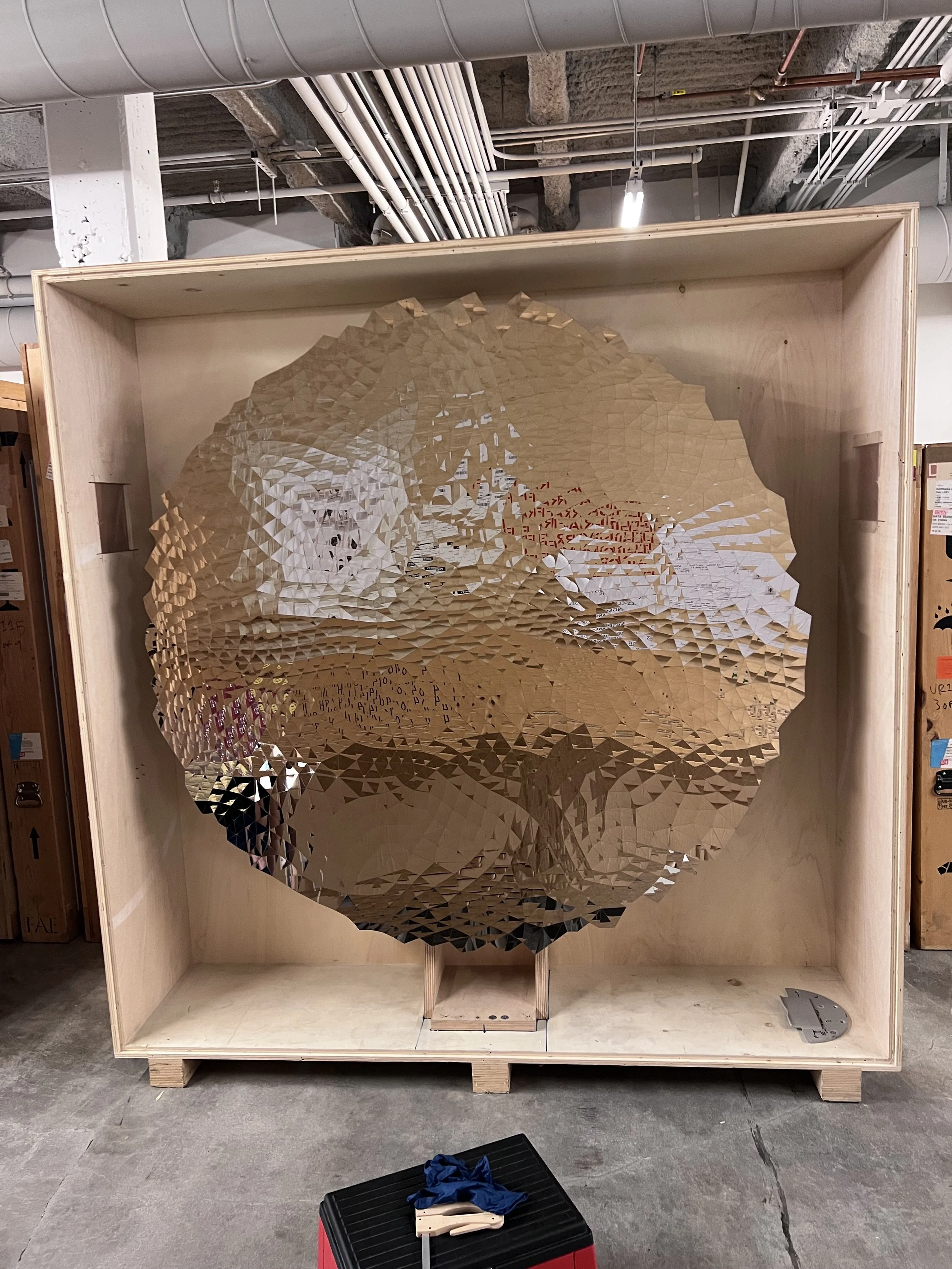 Anish Kapoor Sculpture in a crate at the Marciano foundation