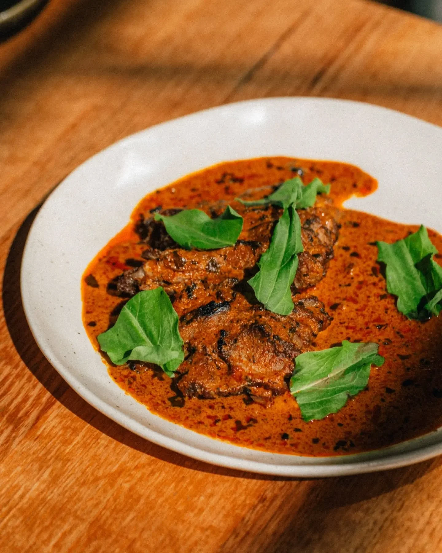 Meredith ex-Dairy Goat Raan &mdash; dill pulao + heirloom tomato and coriander raita.

Goat is one of the most underrated meats in Australia. This one comes from retired dairy herds in regional Victoria &mdash; less waste, more flavour, and naturally