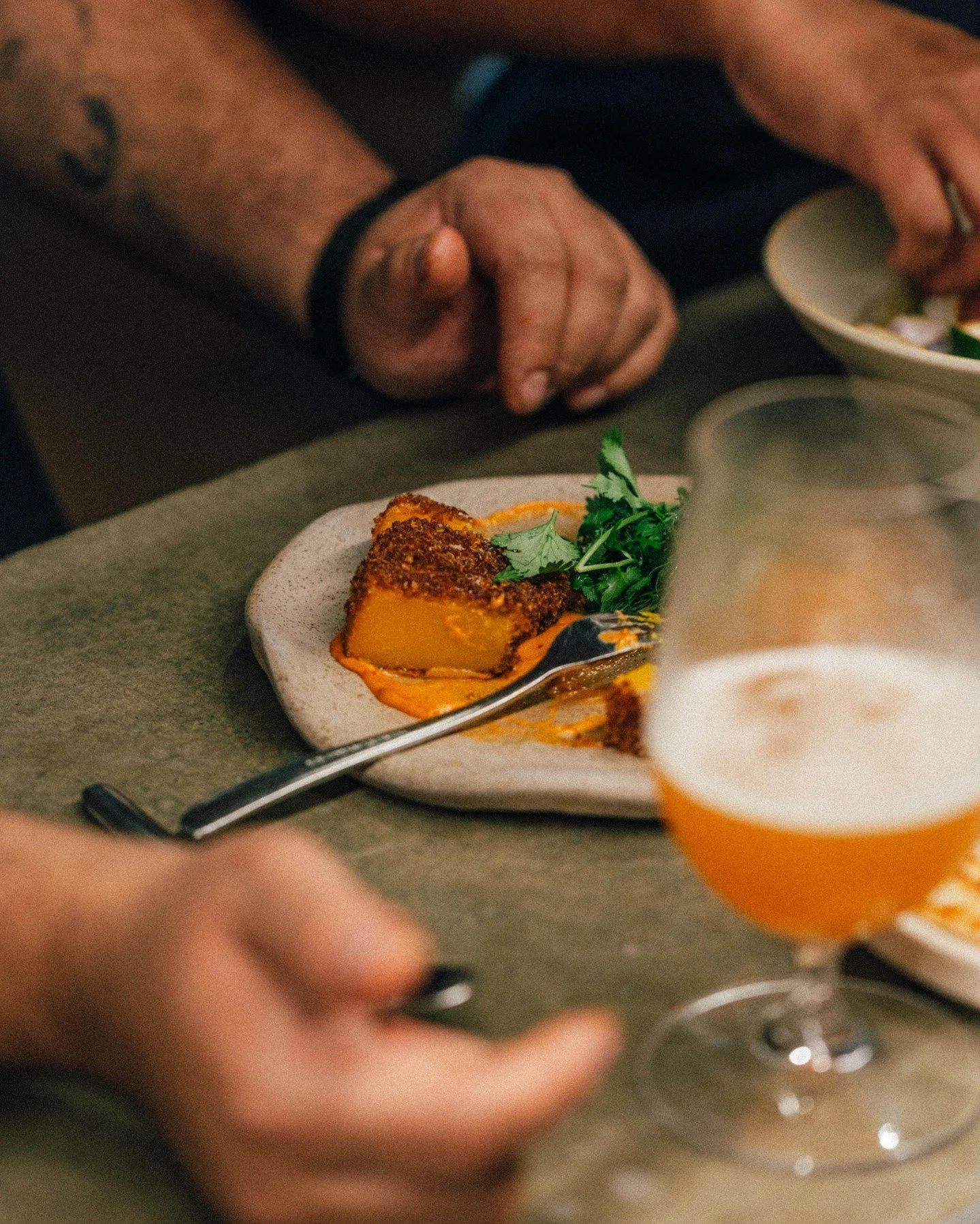 We are obsessed with the chioggia pumpkins from @days_walk_farms. Every autumn, they get better and better, but they&rsquo;re only available for a month or two. 

We brush it with plum and coriander ferment, steam-bake, crumb and fry them to order an