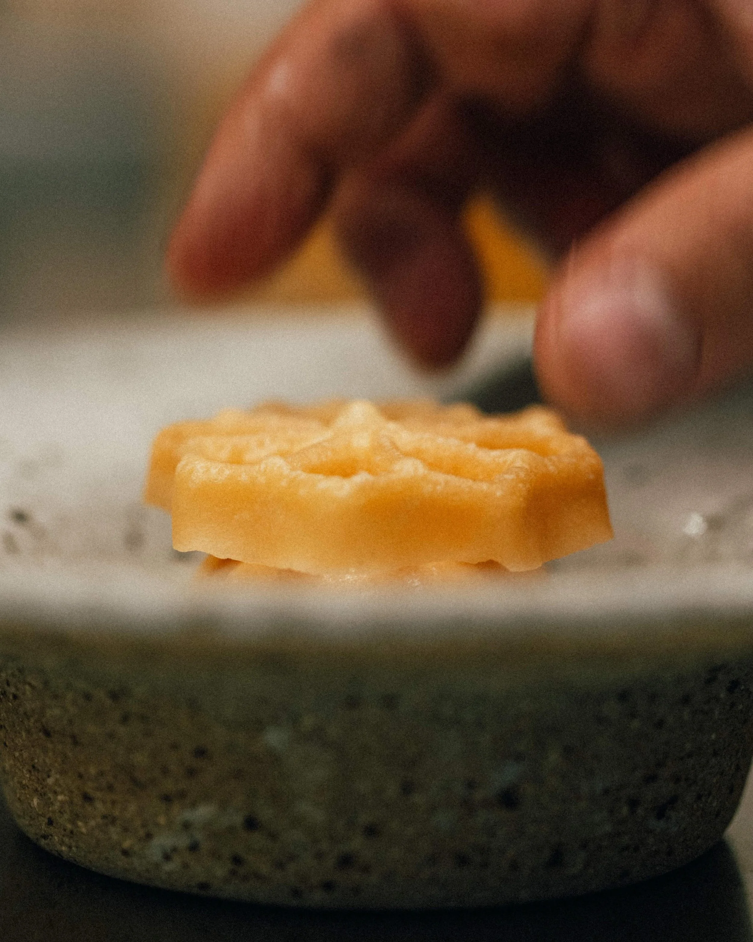 Achappam (rose cookie) with fig jam, brown butter sorbet and coconut mousse

This crunchy, flower-shaped biscuit is found all over Kerala, South India &mdash; and now, right here on Punch Lane. Crack the cookie with the back of your spoon and dig all