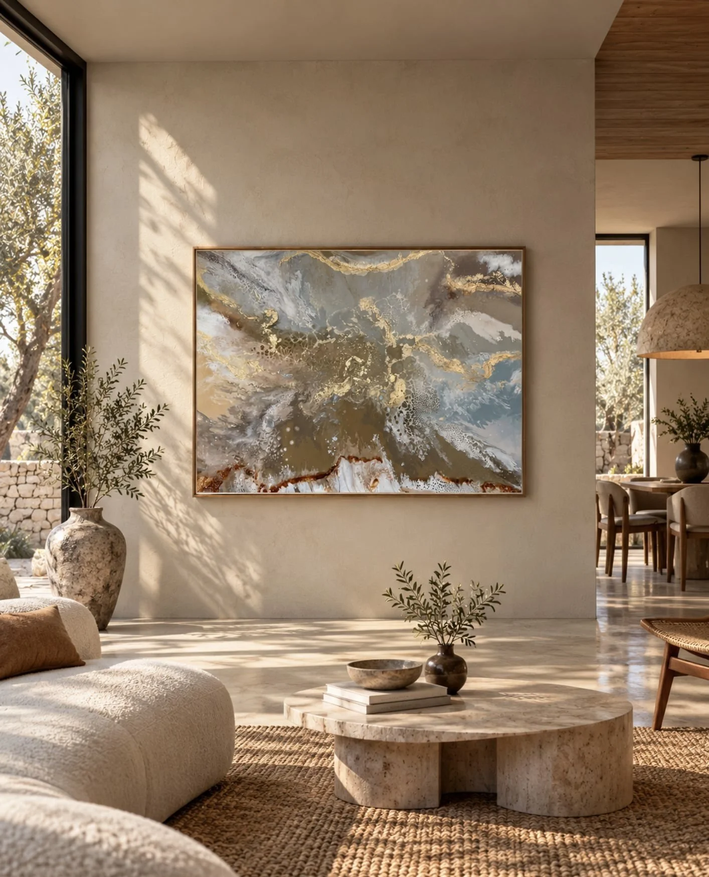 Oasis, abstract painting in mixed media on canvas by Paloma Rocha