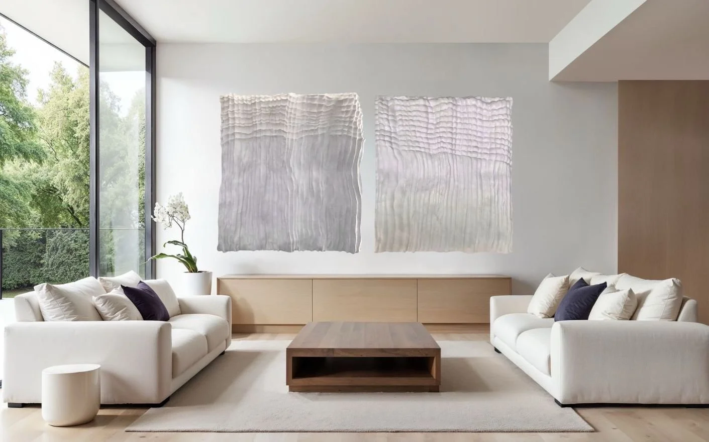 Cactus (Diptych) Sculpture by paloma Rocha mockup in a living room