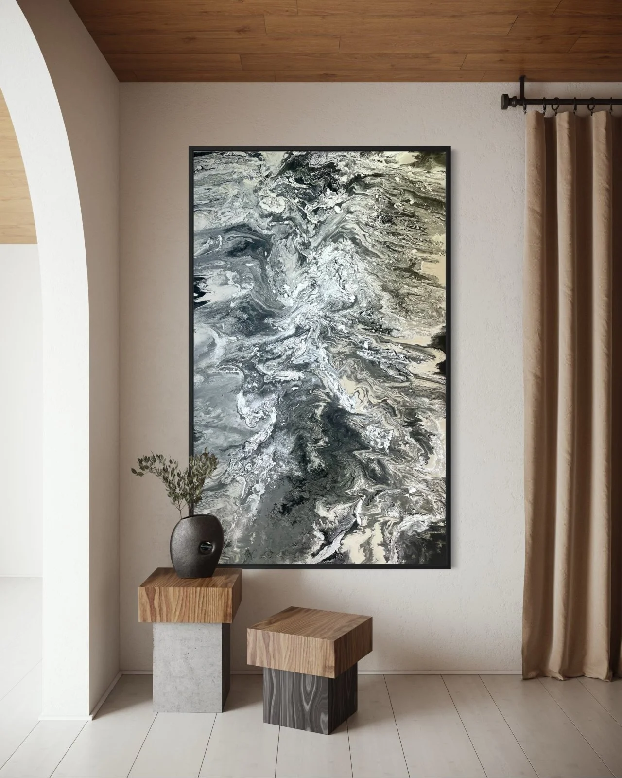 ethereal abstract artwork silver tones and reflective textures evoking light fluidity spiritual presence Paloma Rocha