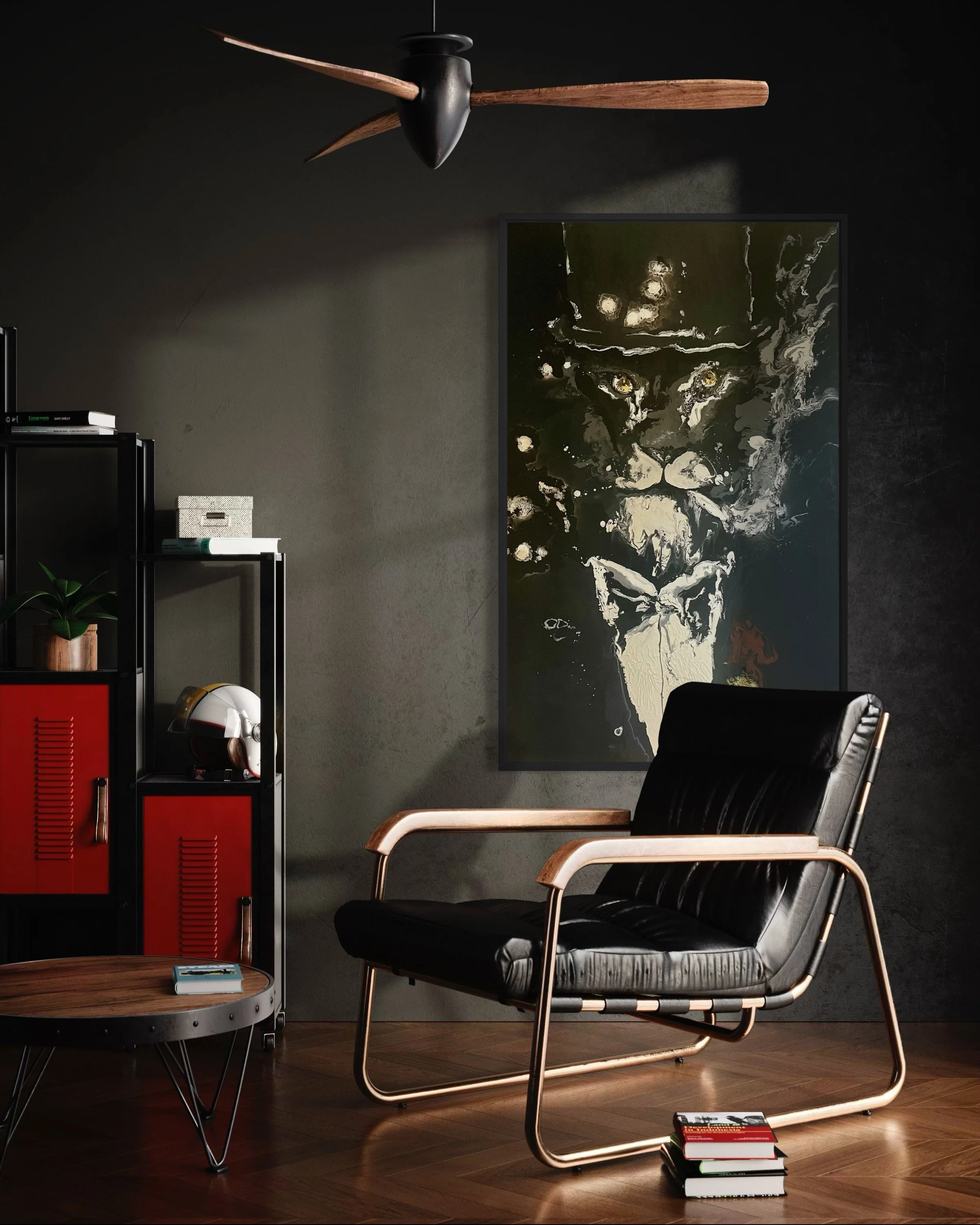 Mr Lion - Original art by Paloma Rocha mockup in a modern living room