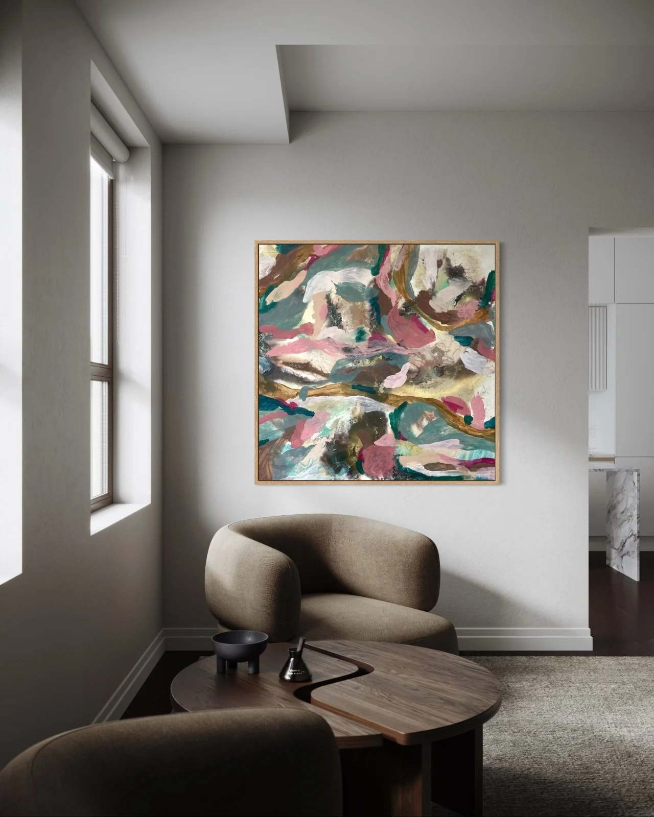 diptych painting exploring origin and structure layered textures symbolic forms, contemporary art Paloma Rocha