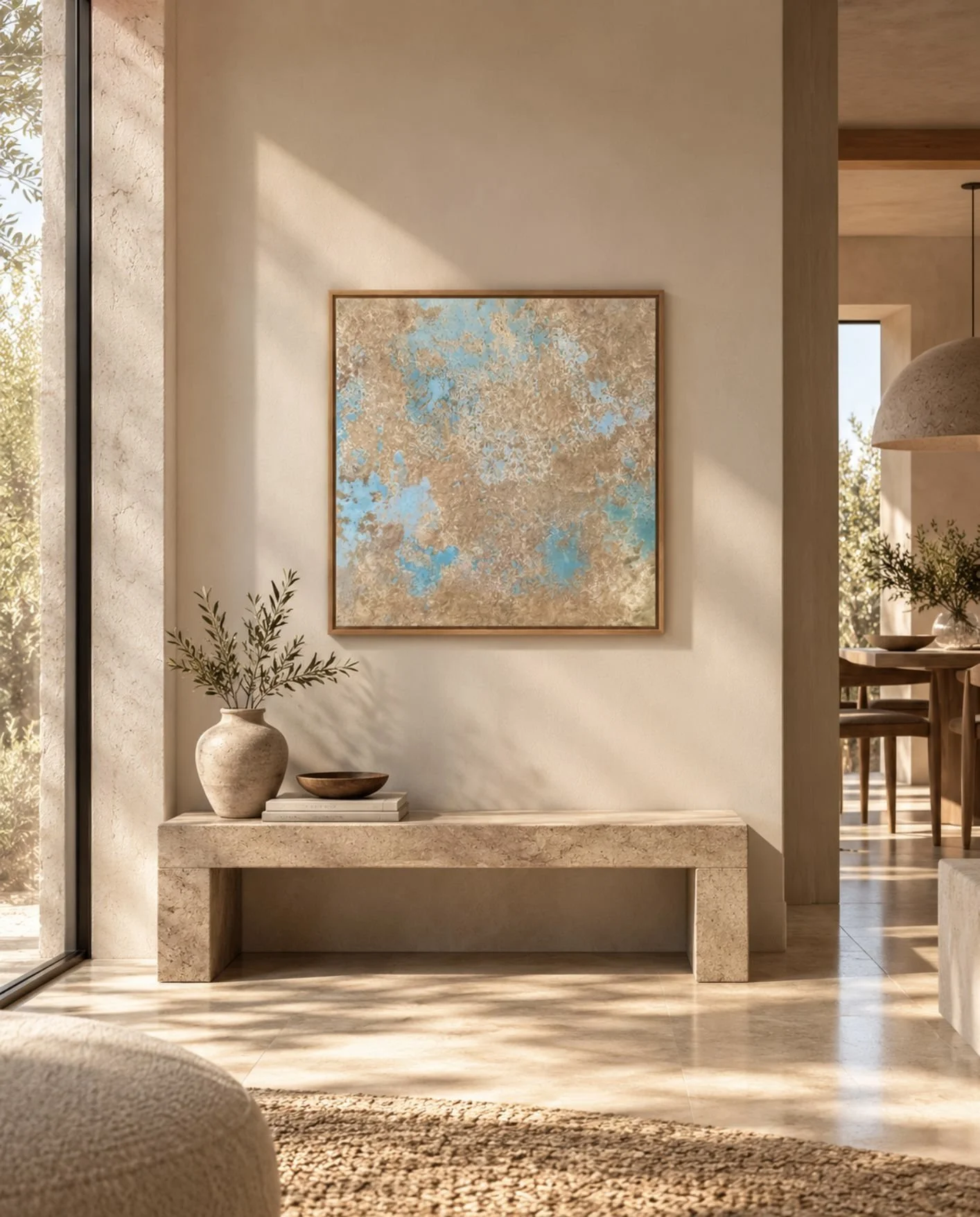 Sedimento azul, abstract painting in mixed media on canvas by Paloma Rocha