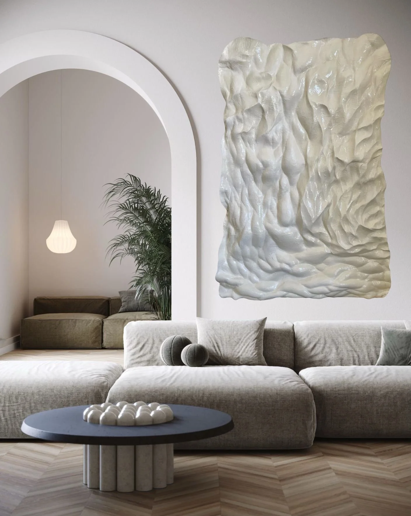 Fluctuate - Original sculpture by Paloma Rocha mockup in a living room