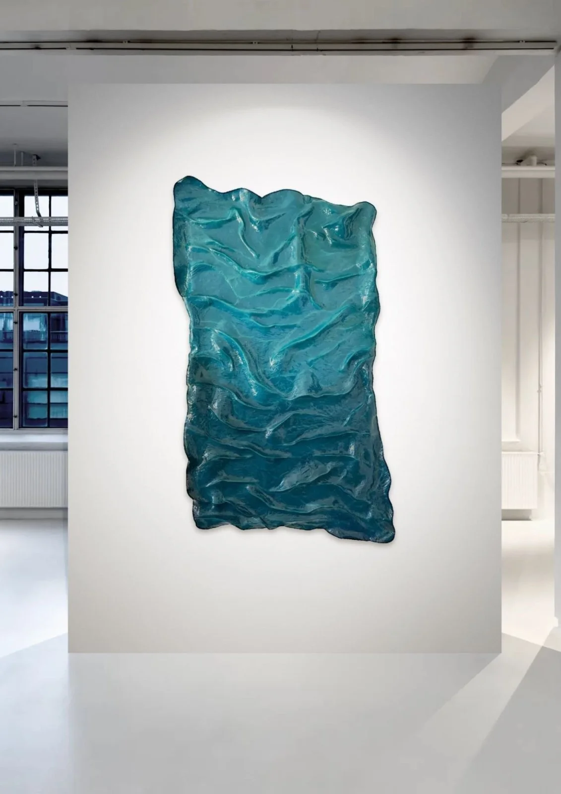 Shop CAUSTIC by Paloma Rocha, abstract wall sculpture with organic light textures in a gallery