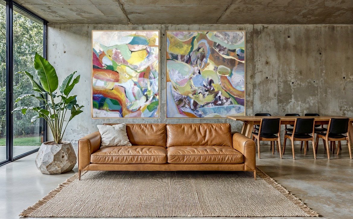 Der Reiter Des Blauen Hutes and Hijo de La Luna mockup in a living room